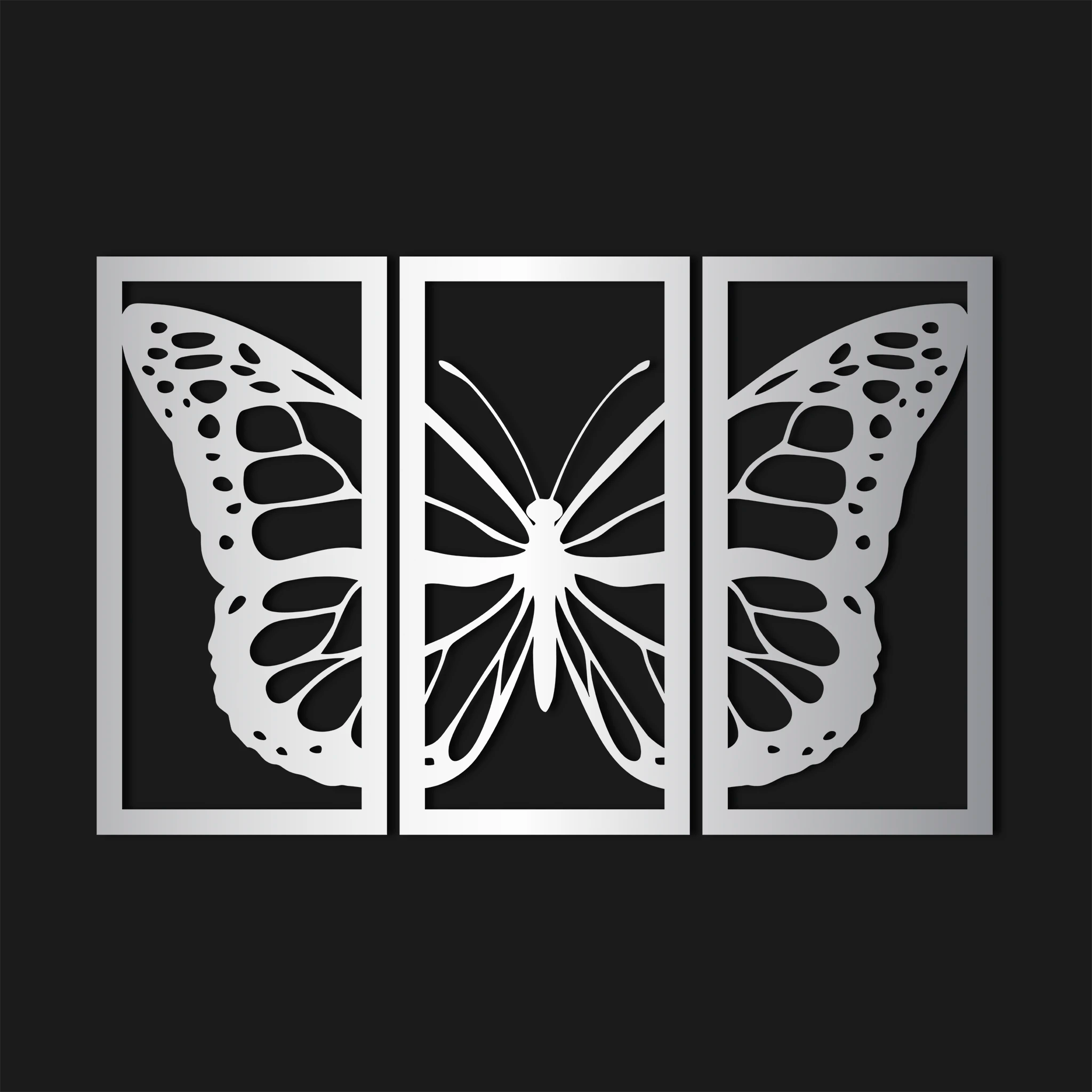 Modern Butterfly Metal Wall Art Set 38 × 75 cm / Black