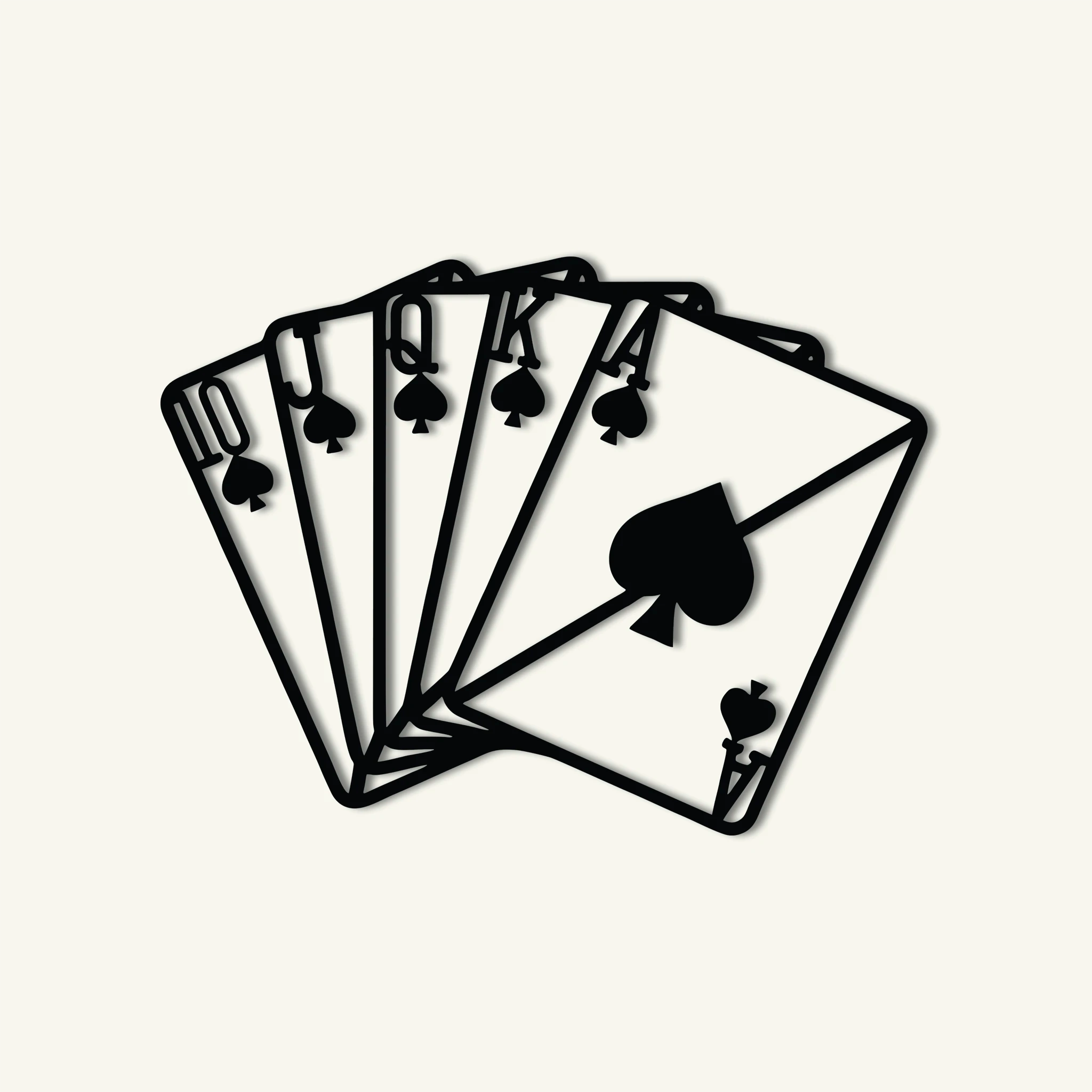 Modern Playing Cards Metal Wall Art 75 × 55 cm / Black
