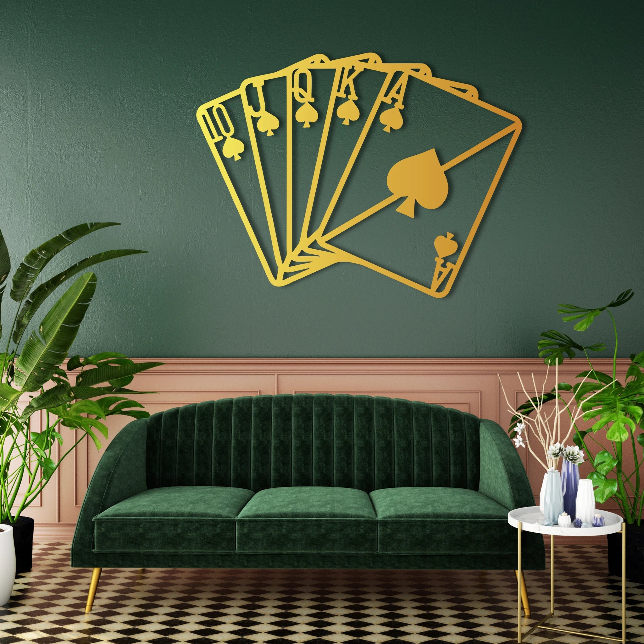 Modern Playing Cards Metal Wall Art 75 × 55 cm / Black