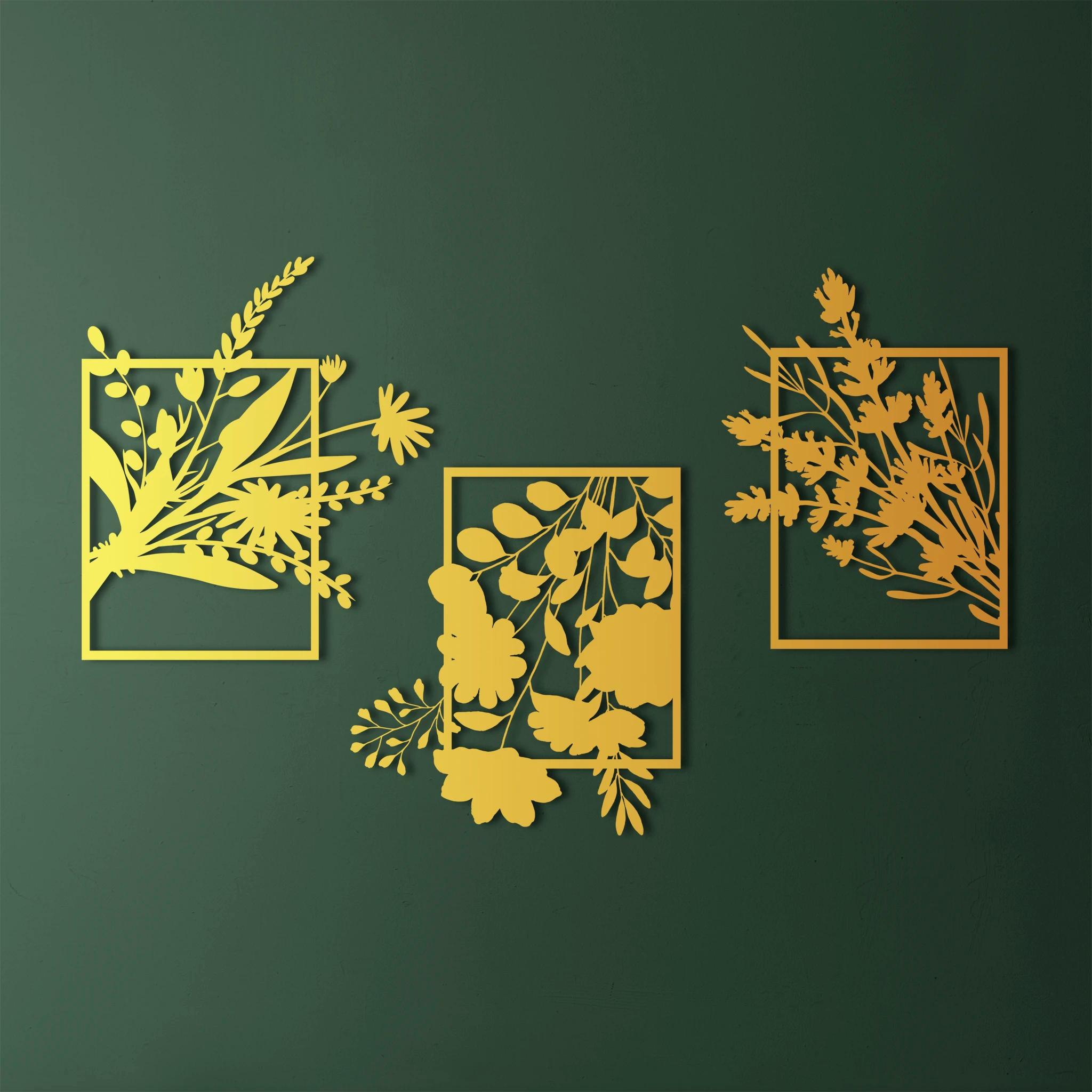 Botanical Silhouette Metal Wall Art Set 71 × 53 cm , 66 × 75 cm , 62 × 68 cm / Black