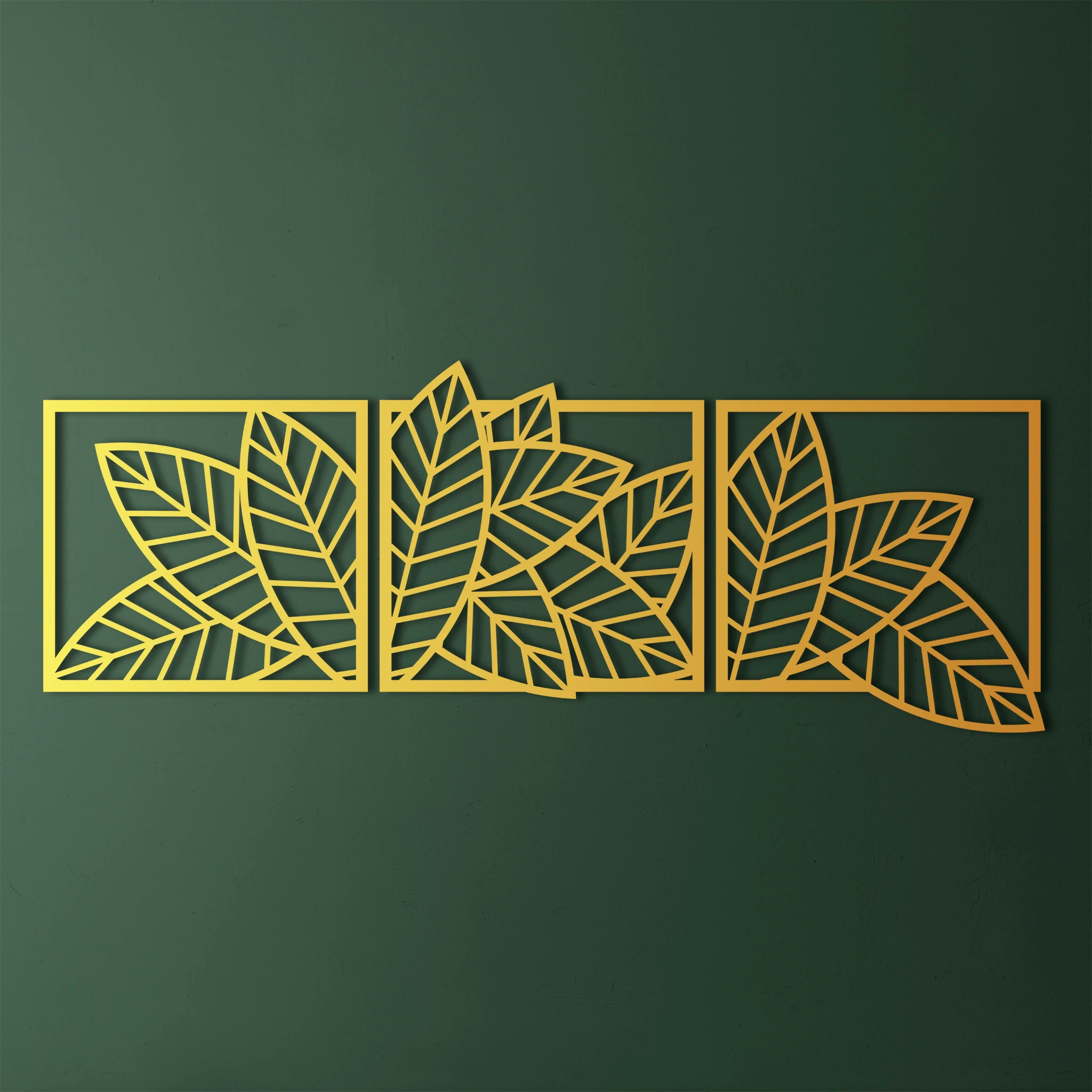 Minimalist Leaf Trio Metal Wall Art Set 57 × 51 cm / Black