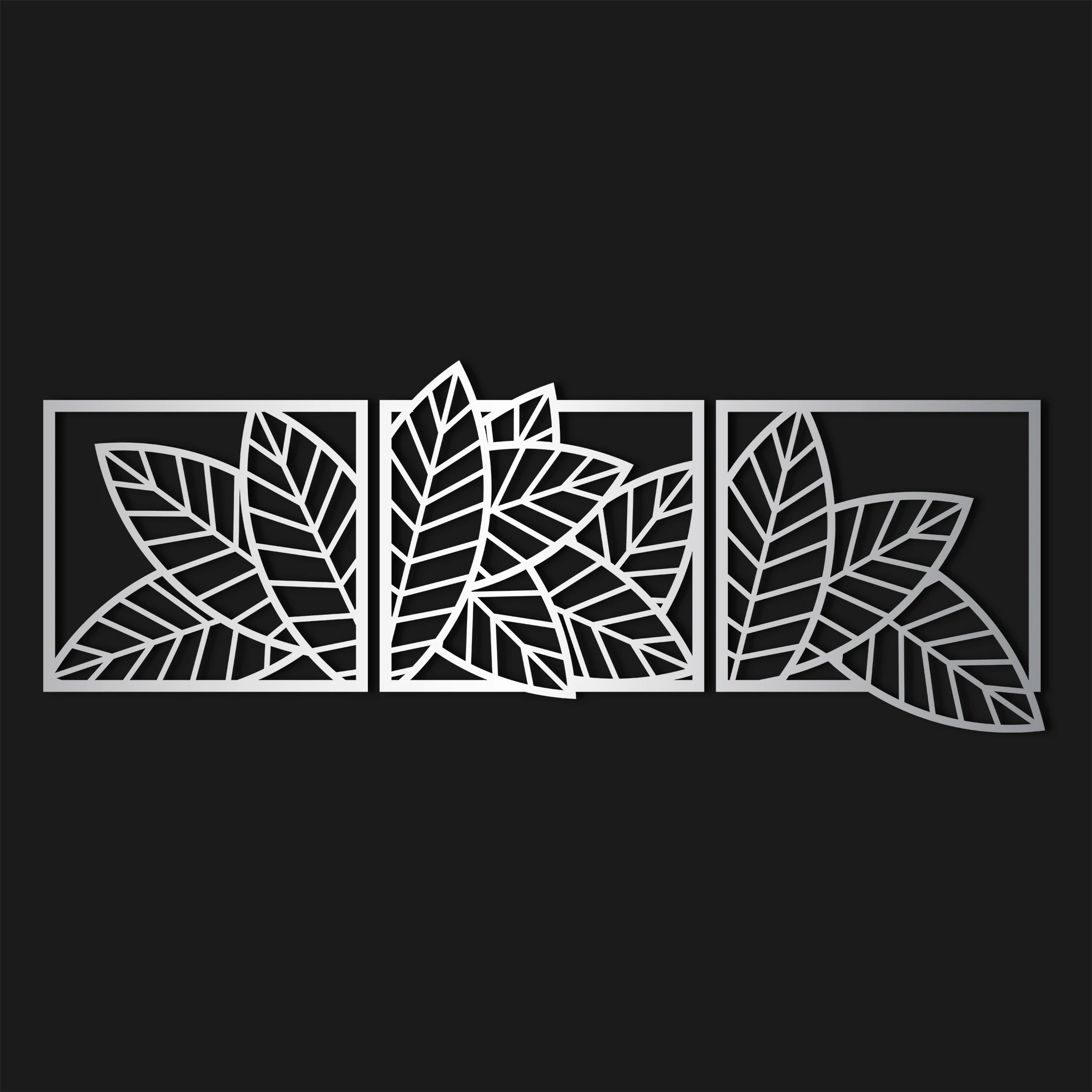 Minimalist Leaf Trio Metal Wall Art Set 57 × 51 cm / Black