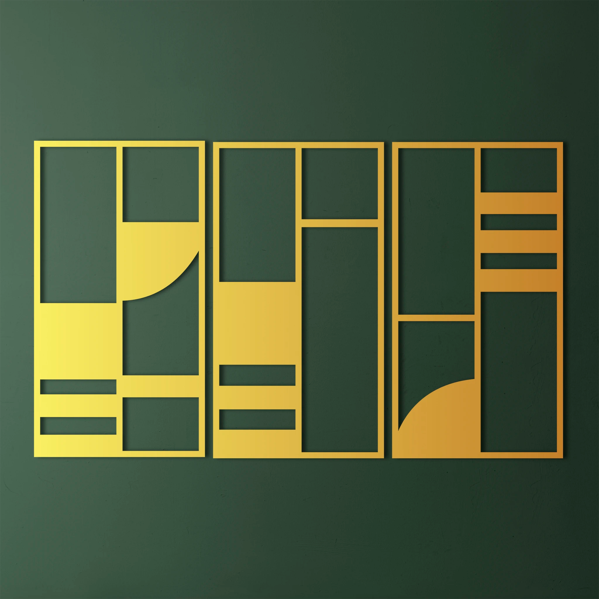 Minimalist Abstract Blocks Metal Wall Art Set 39 × 72 cm / Black
