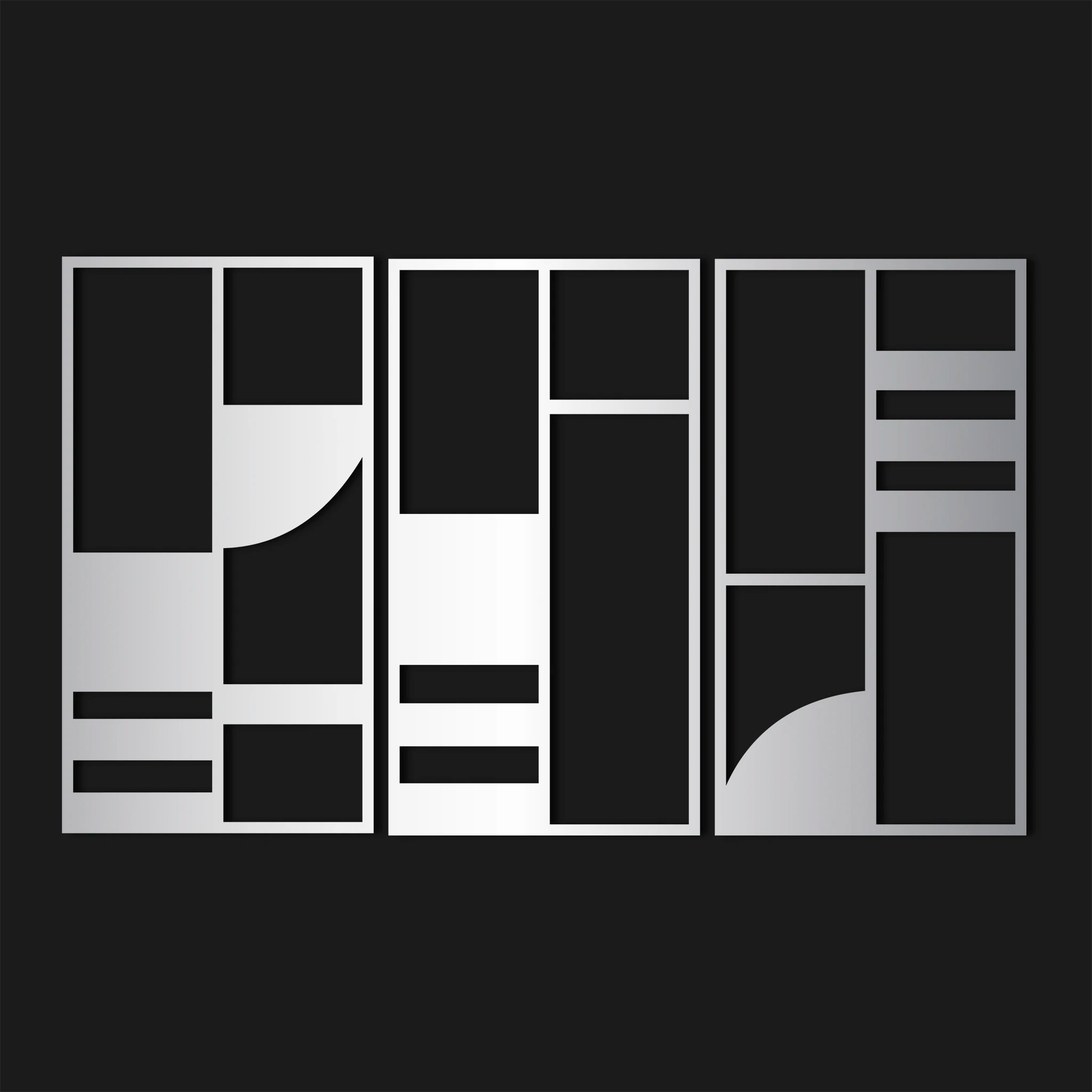 Minimalist Abstract Blocks Metal Wall Art Set 39 × 72 cm / Black