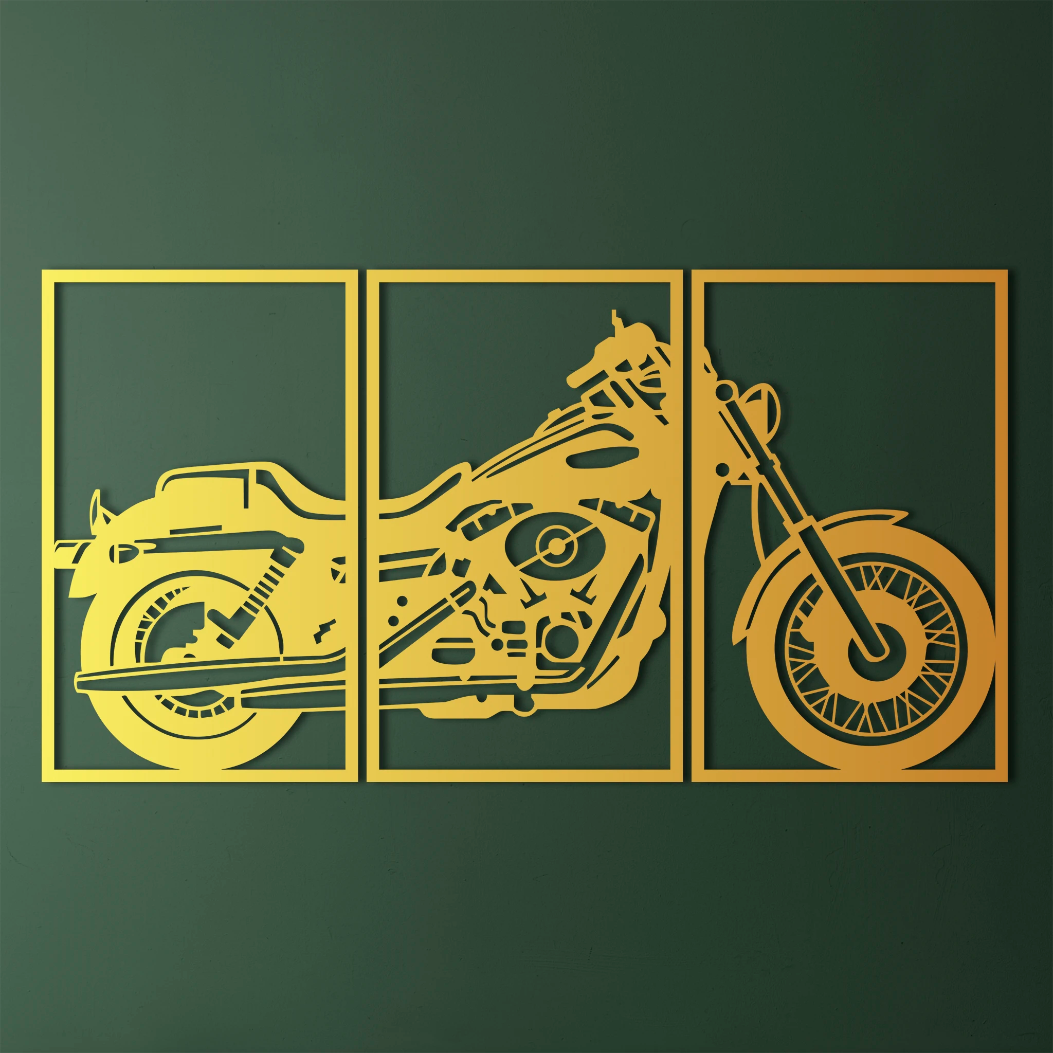 Vintage Motorcycle Metal Wall Art Set 66 × 41 cm / Black