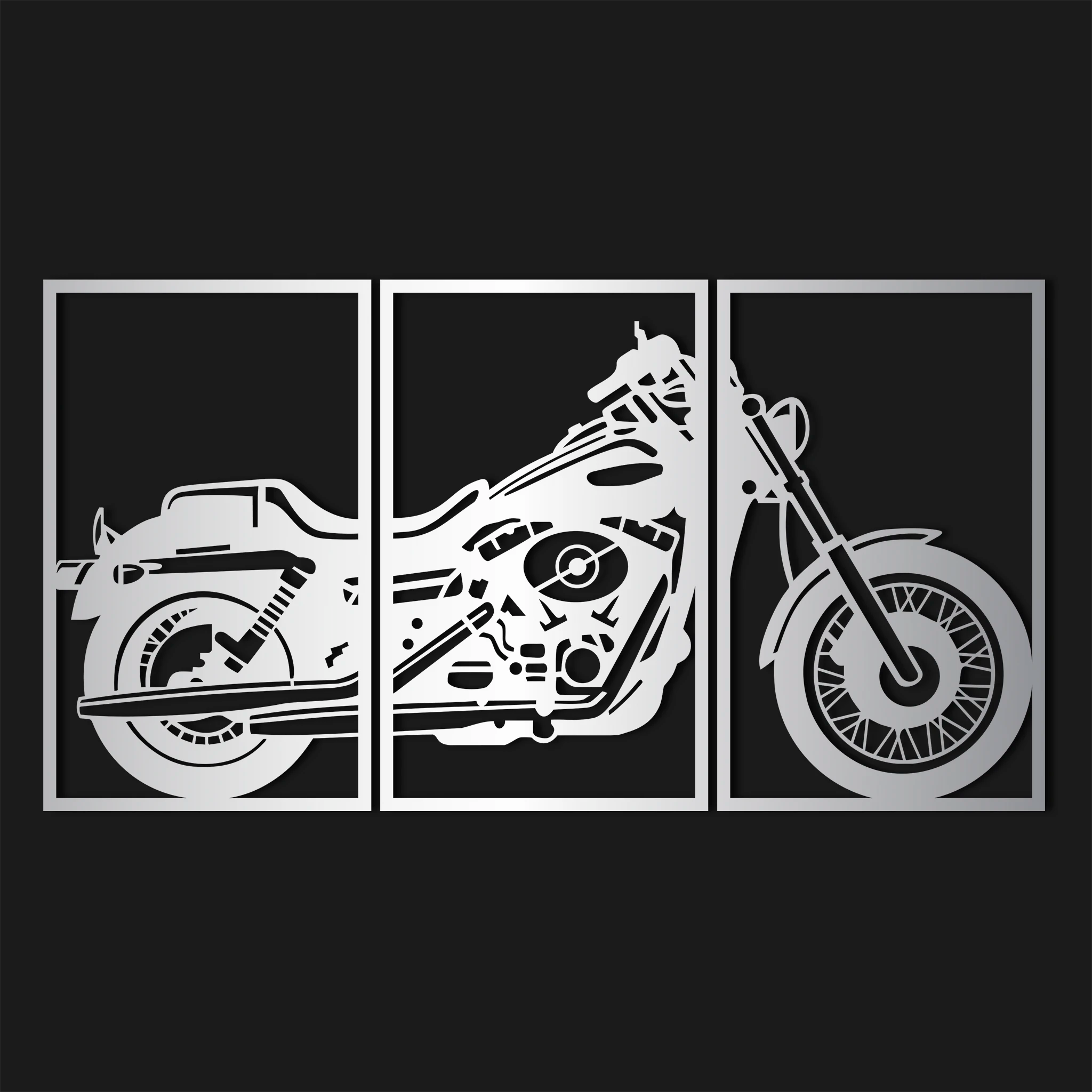 Vintage Motorcycle Metal Wall Art Set 66 × 41 cm / Black