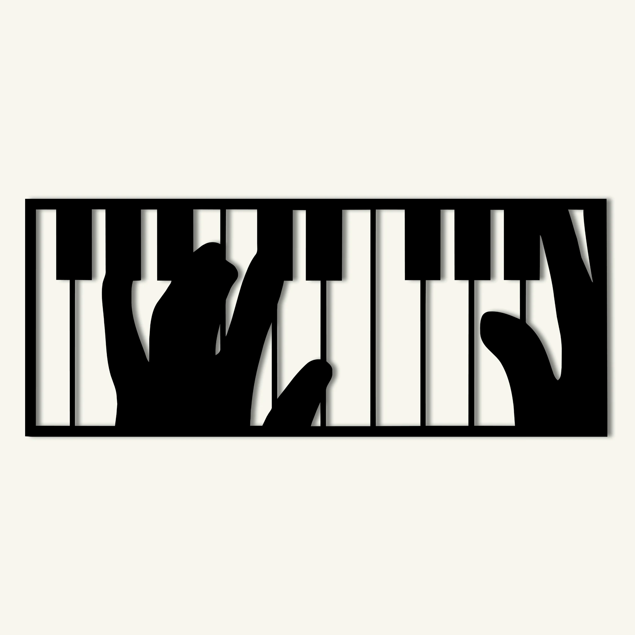 Modern Piano Keys Metal Wall Art 85 × 35 cm / Black