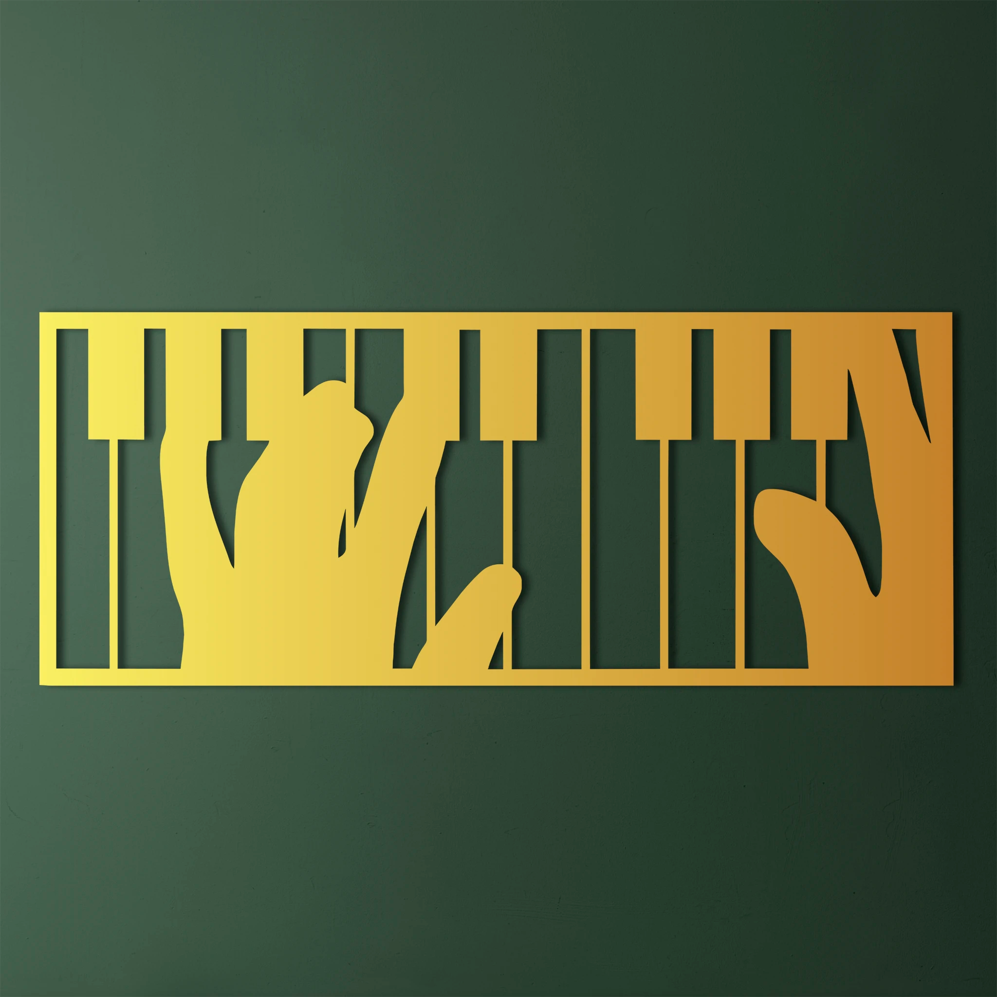 Modern Piano Keys Metal Wall Art 85 × 35 cm / Black
