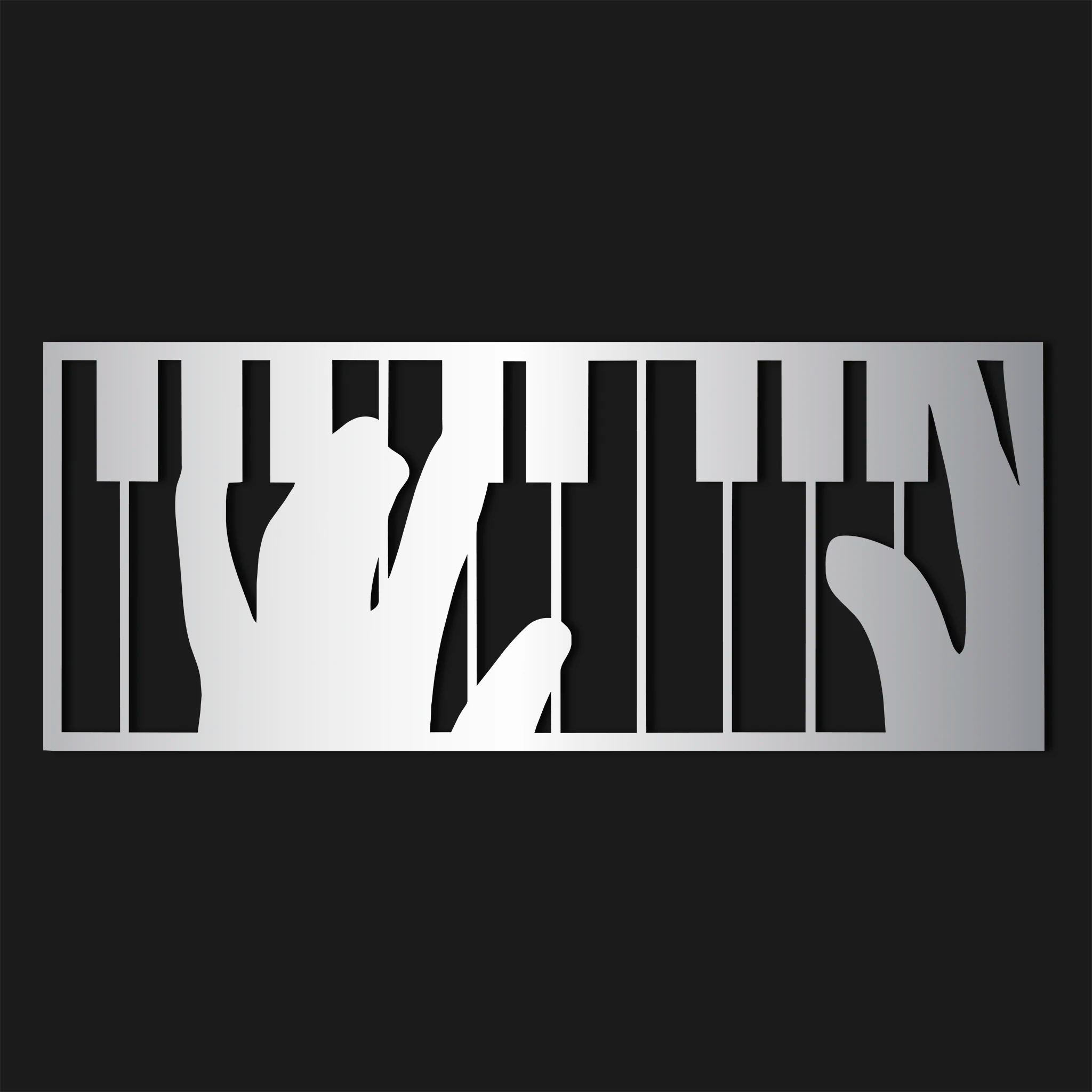 Modern Piano Keys Metal Wall Art 85 × 35 cm / Black