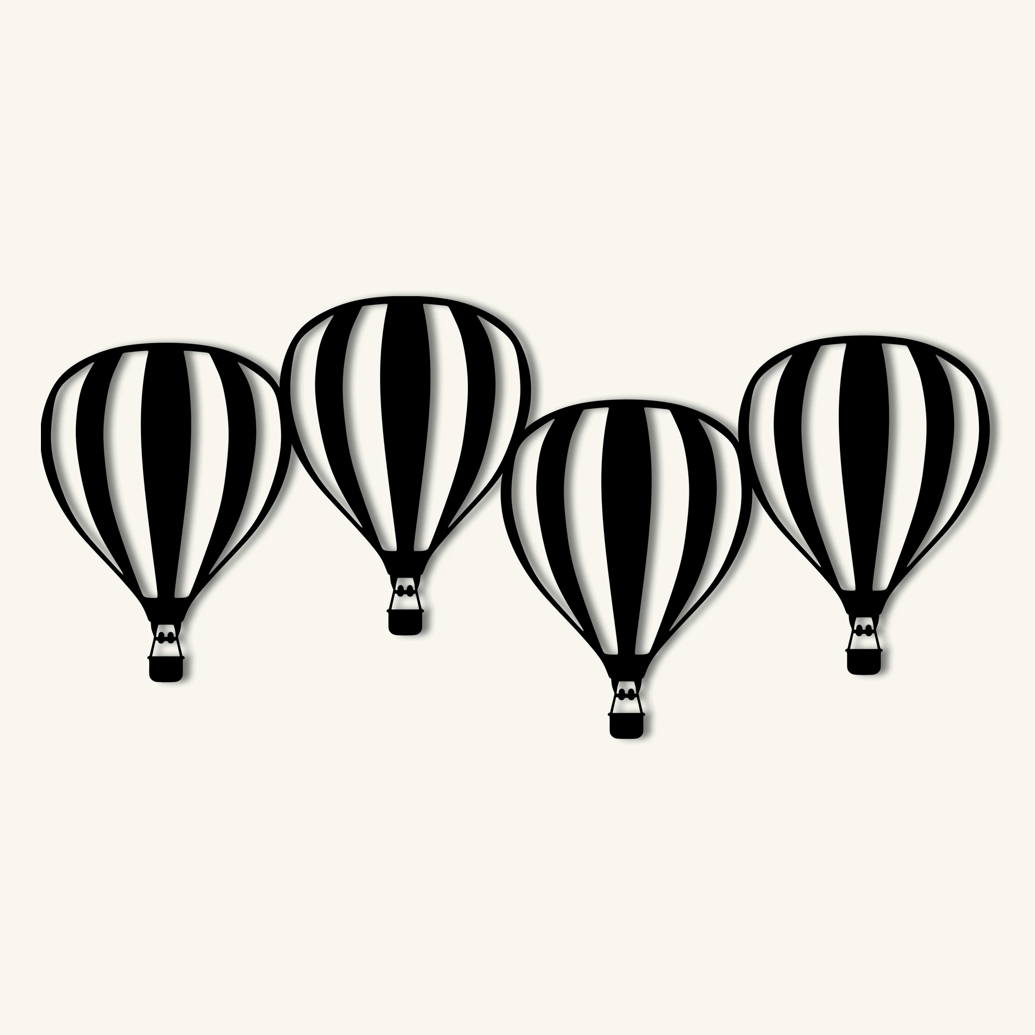 Playful Hot Air Balloon Metal Wall Art 80 × 37 cm / Black