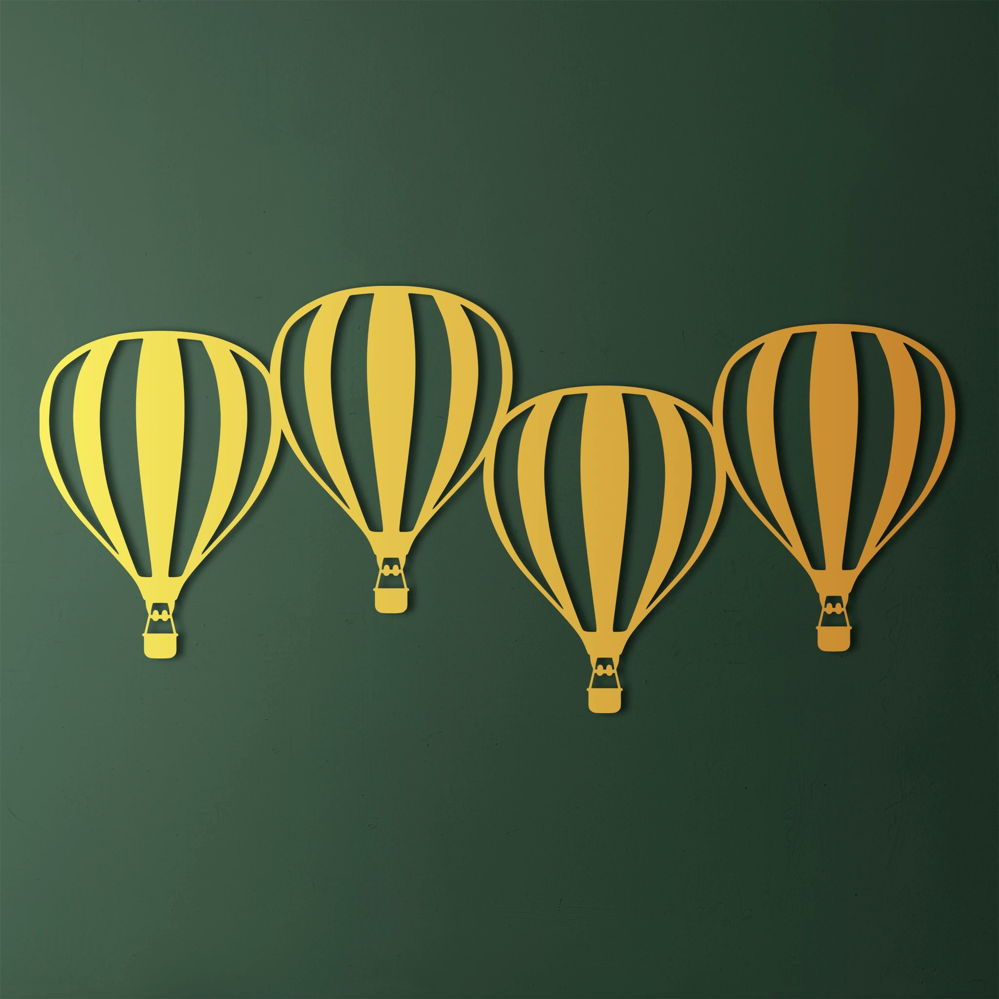 Playful Hot Air Balloon Metal Wall Art 80 × 37 cm / Black