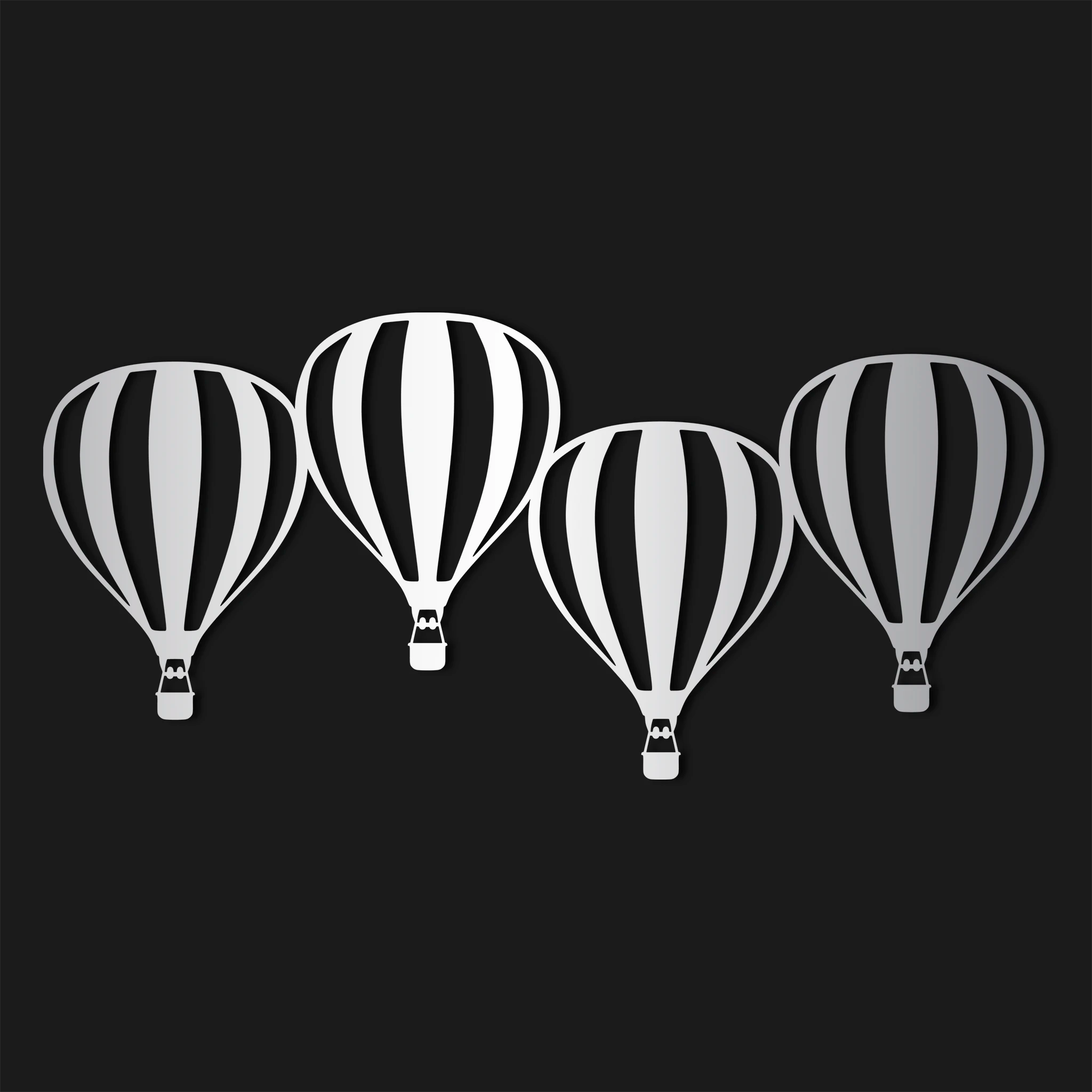 Playful Hot Air Balloon Metal Wall Art 80 × 37 cm / Black