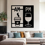 Modern Coffee and Wine Metal Wall Art 62 × 62 cm / Black
