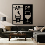 Modern Coffee and Wine Metal Wall Art 62 × 62 cm / Black