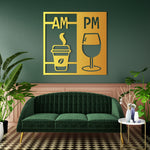 Modern Coffee and Wine Metal Wall Art 62 × 62 cm / Black