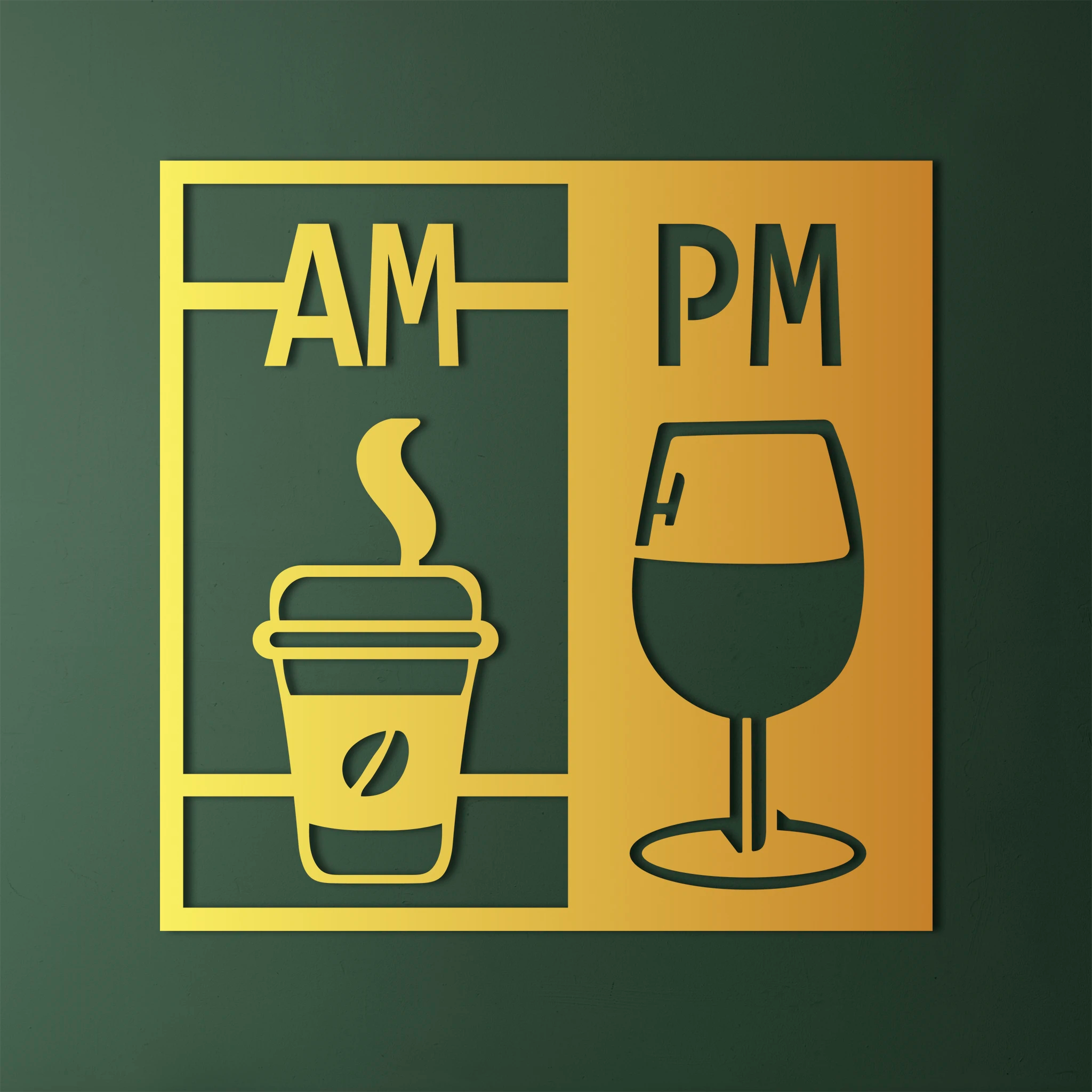 Modern Coffee and Wine Metal Wall Art 62 × 62 cm / Black