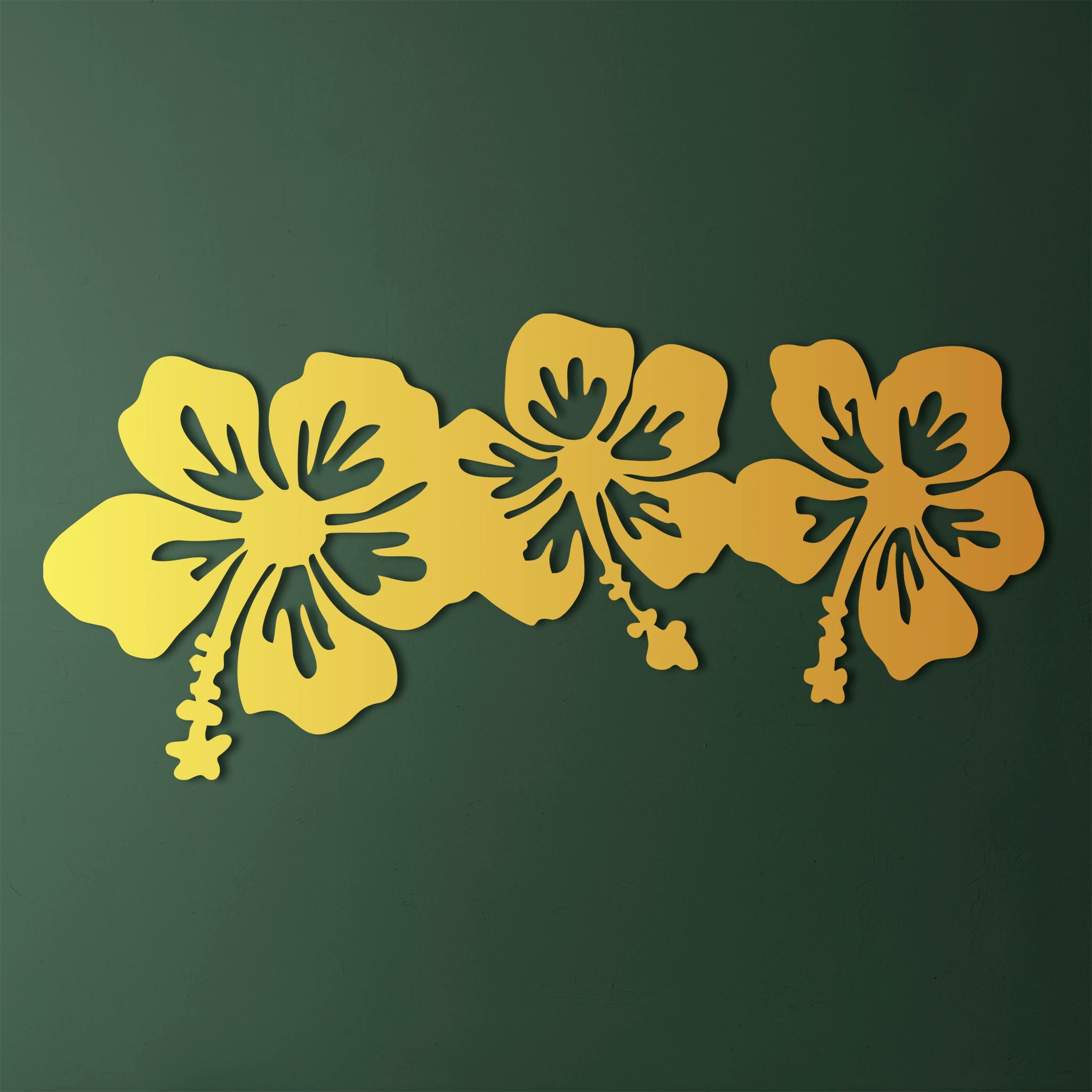 Elegant Hibiscus Floral Metal Wall Art Set 85 × 40 cm / Black