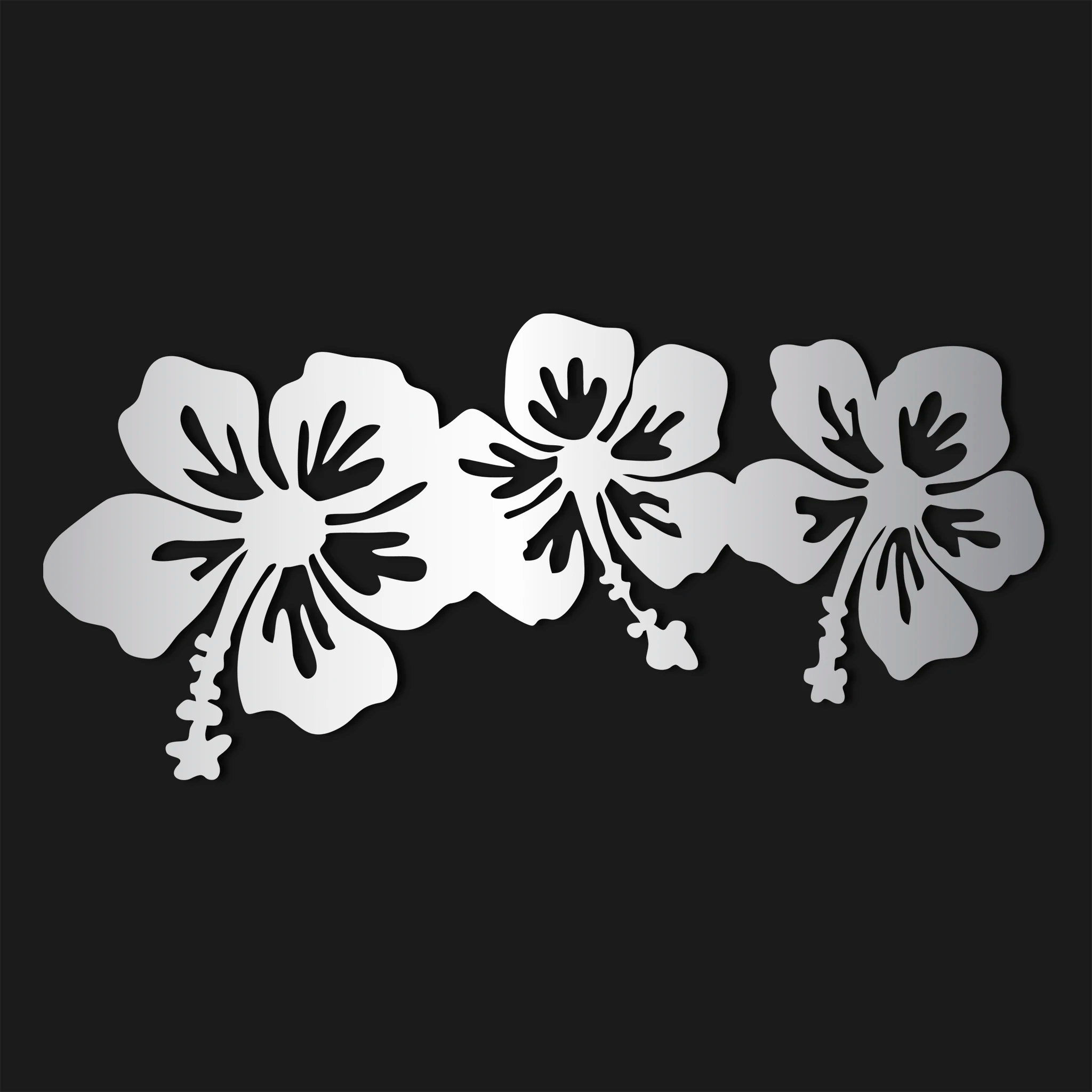 Elegant Hibiscus Floral Metal Wall Art Set 85 × 40 cm / Black