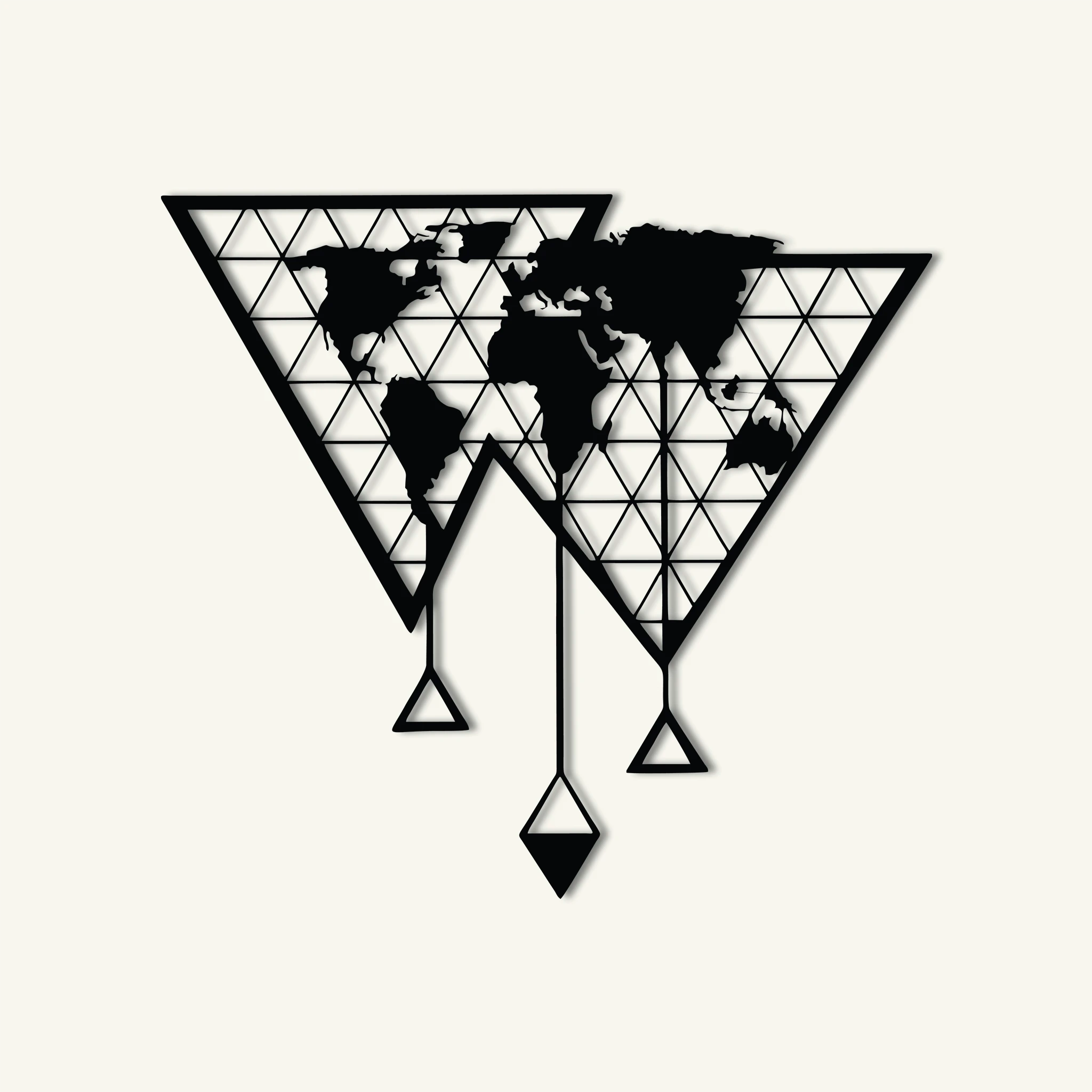 Minimalist World Map Metal Wall Art 66 × 60 cm / Black
