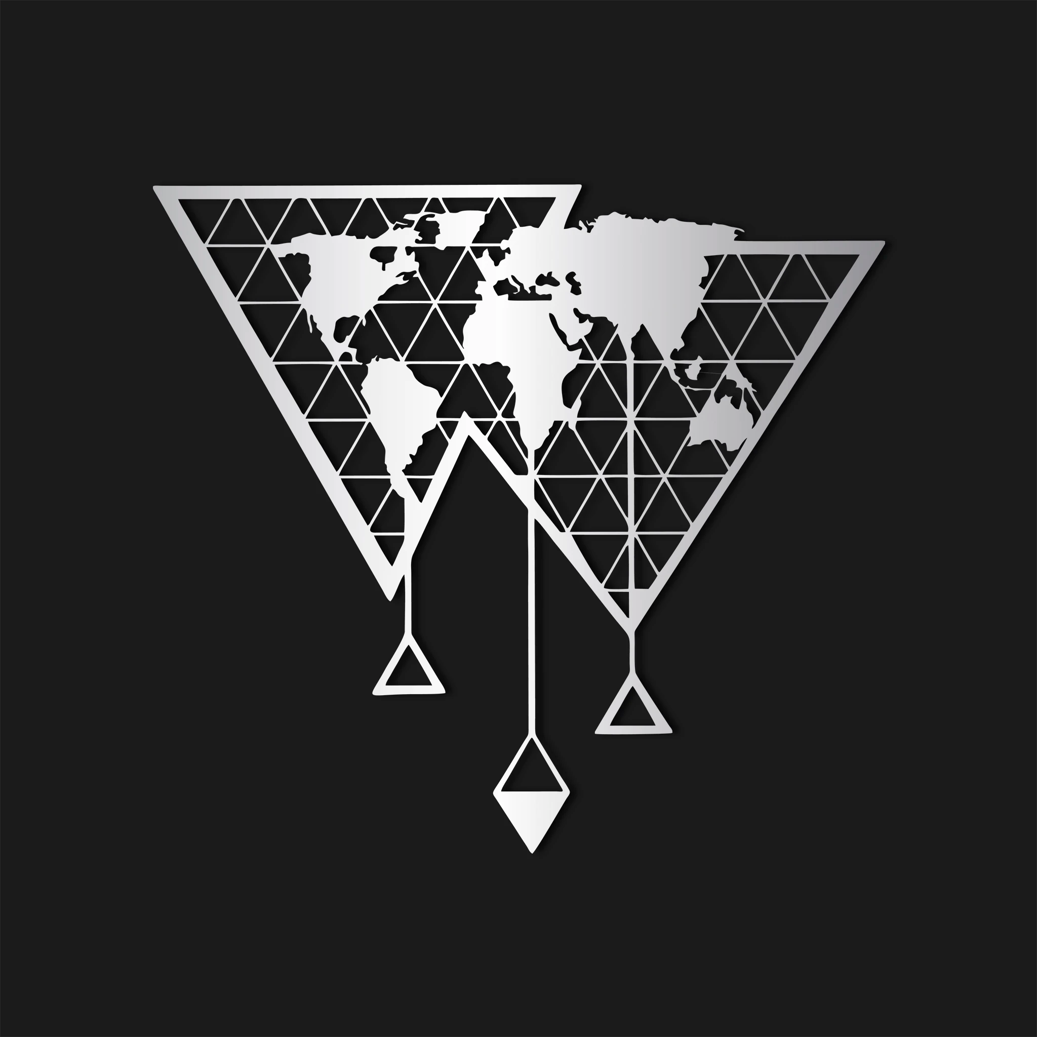 Minimalist World Map Metal Wall Art 66 × 60 cm / Black
