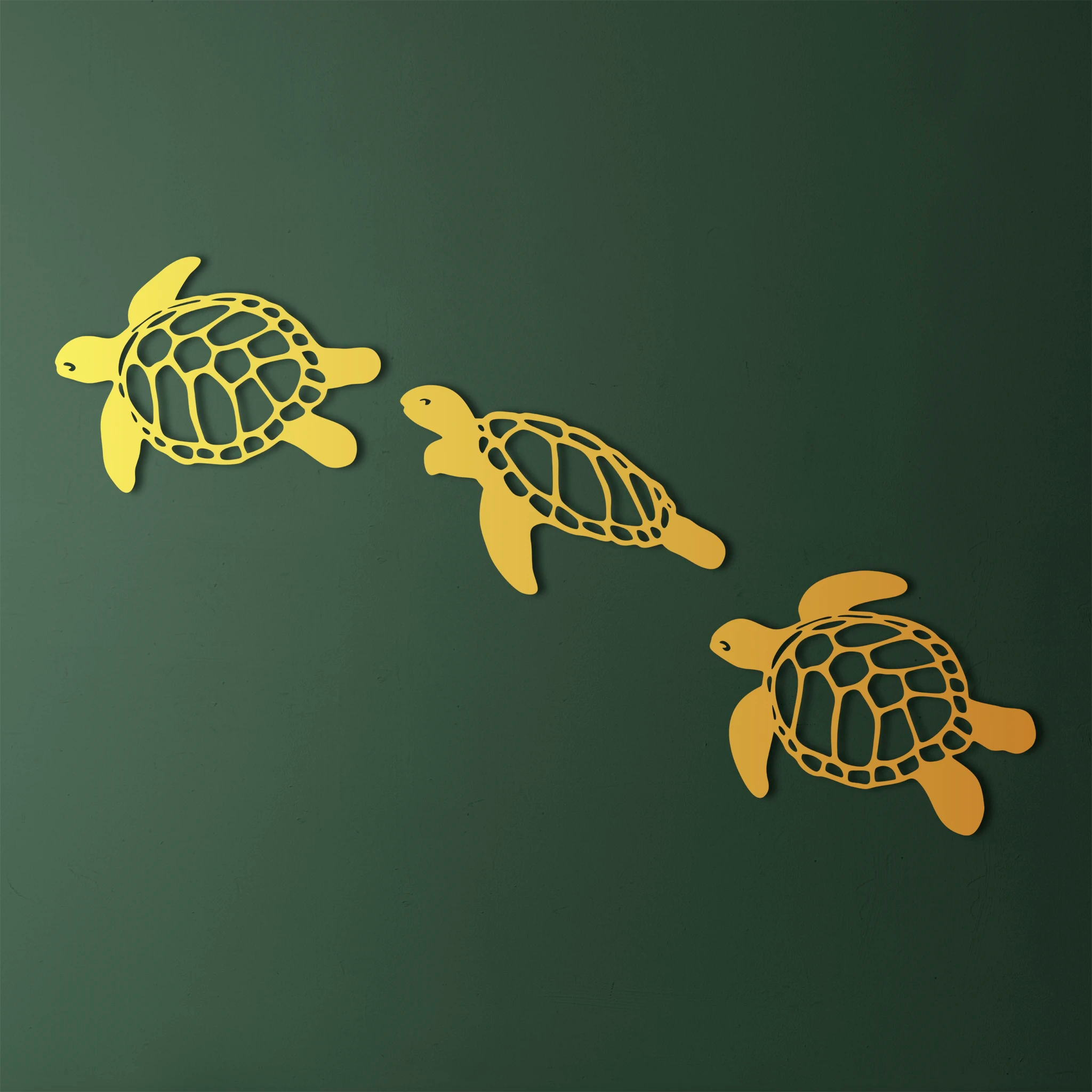 Modern Sea Turtle Metal Wall Art Set 60 × 50 cm / Black