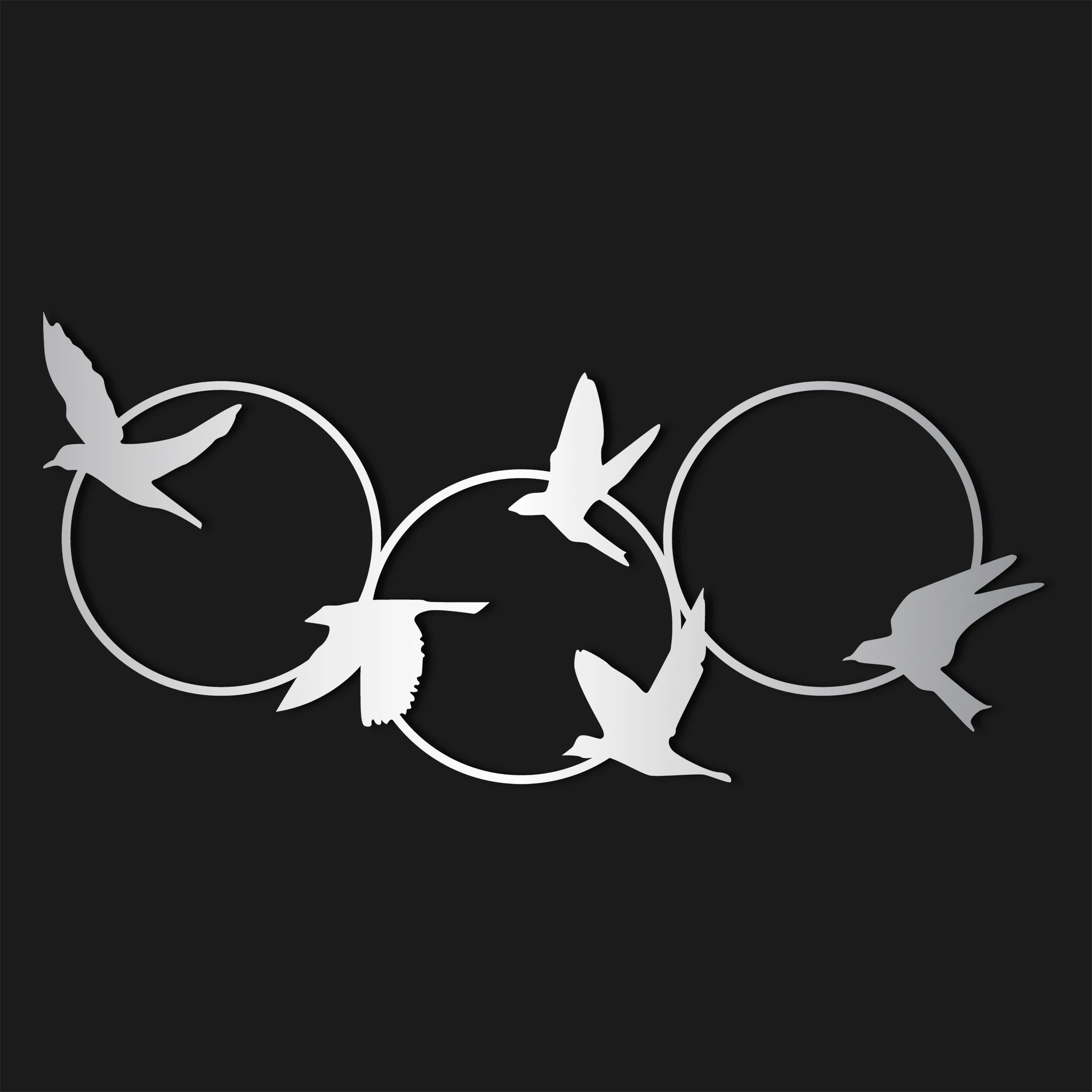 Contemporary Birds Circles Metal Wall Art 83 × 39 cm / Black