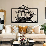 Nautical Sailing Ship Metal Wall Art 82 × 58 cm / Black