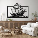 Nautical Sailing Ship Metal Wall Art 82 × 58 cm / Black
