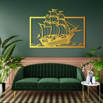 Nautical Sailing Ship Metal Wall Art 82 × 58 cm / Black