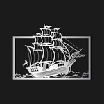 Nautical Sailing Ship Metal Wall Art 82 × 58 cm / Black