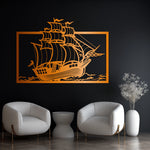 Nautical Sailing Ship Metal Wall Art 82 × 58 cm / Black