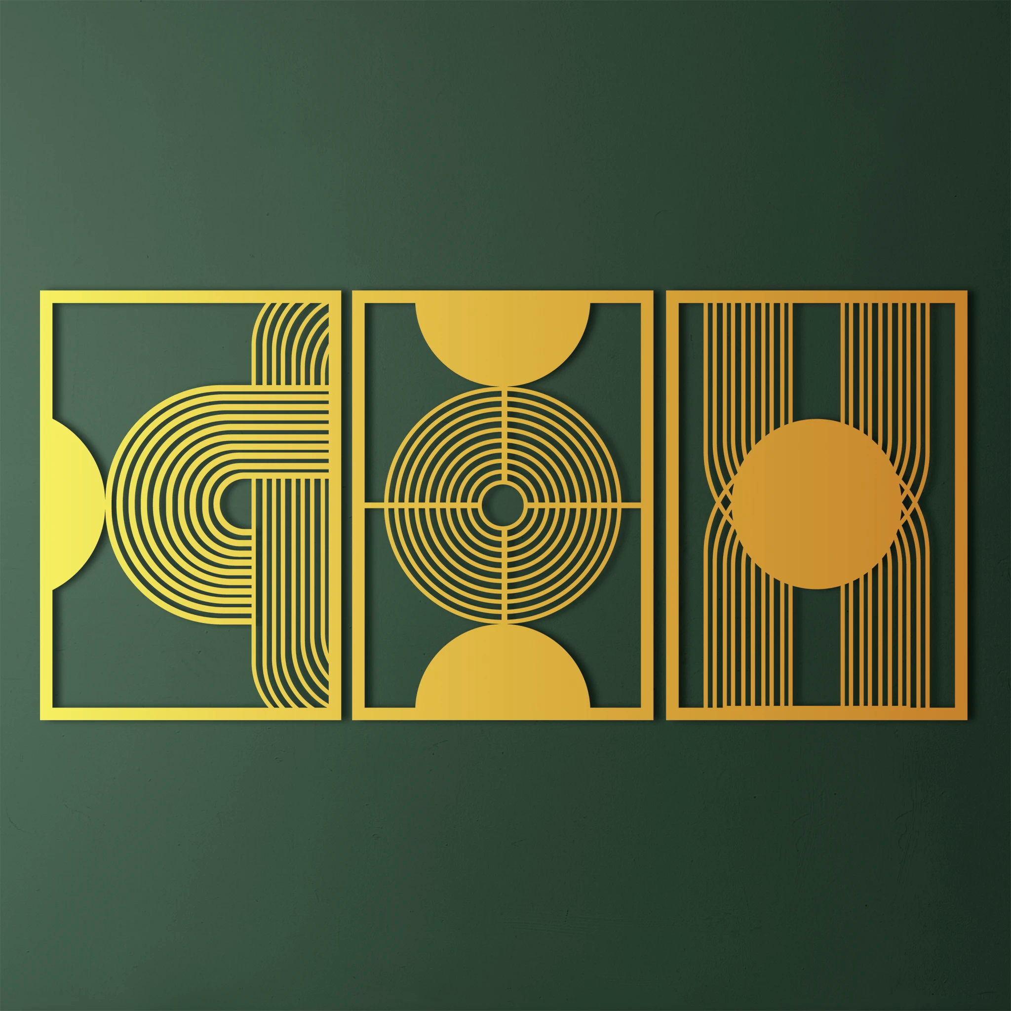 Minimalist Geometric Metal Wall Art Set 49 × 69 cm / Black