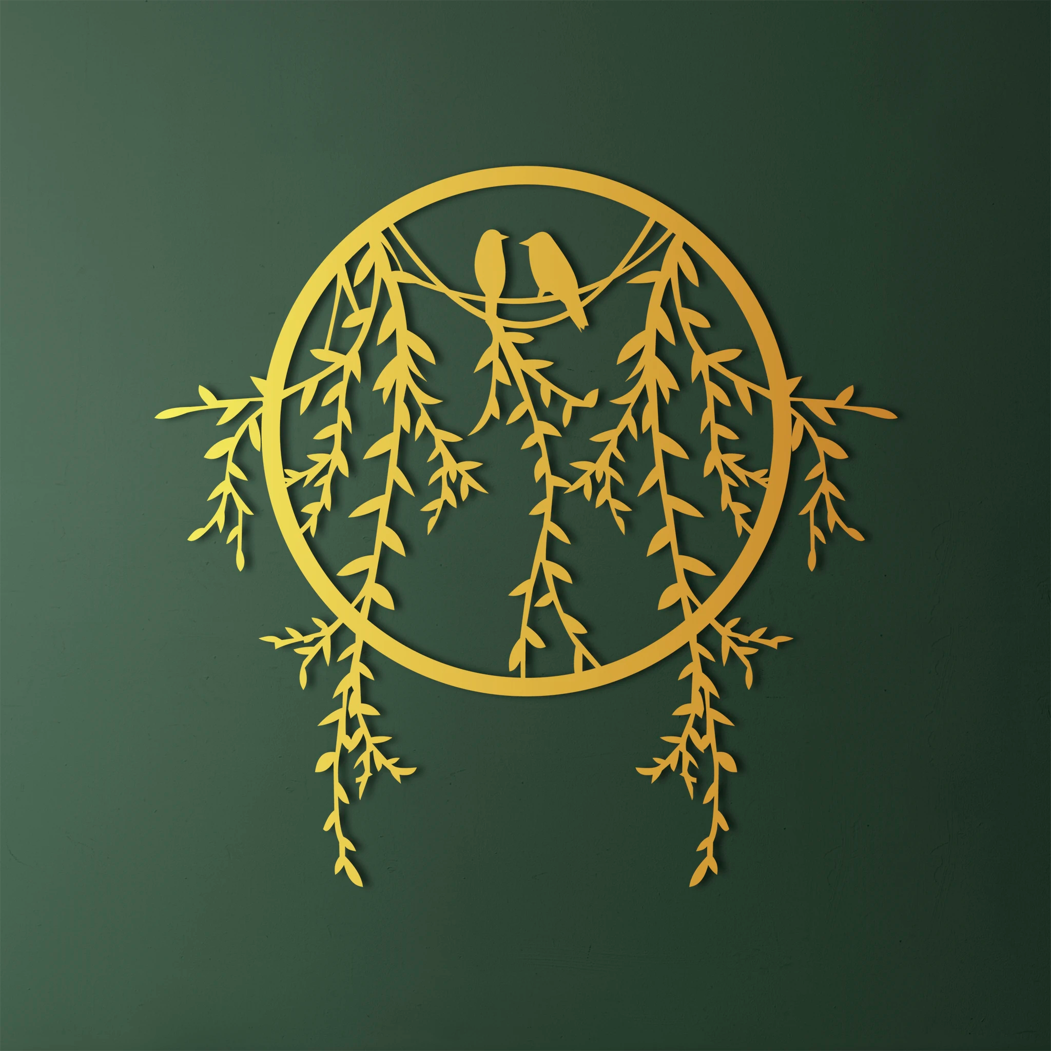 Tranquil Birds and Branches Metal Wall Art 67 × 65 cm / Black