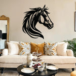 Majestic Horse Head Metal Wall Art 56 × 62 cm / Black