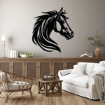 Majestic Horse Head Metal Wall Art 56 × 62 cm / Black