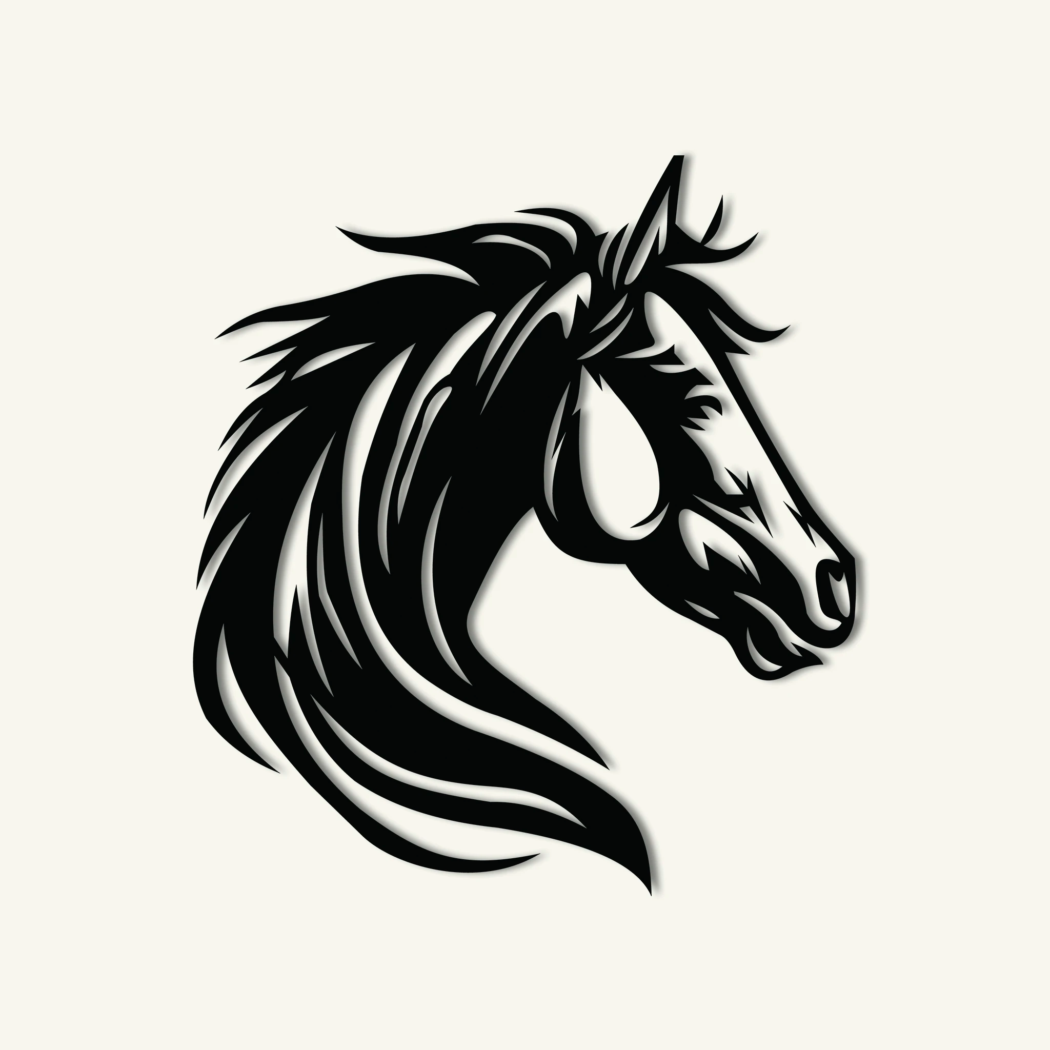 Majestic Horse Head Metal Wall Art 56 × 62 cm / Black