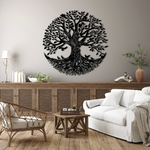 Majestic Tree of Life Metal Wall Art 62 x 62 cm / Black
