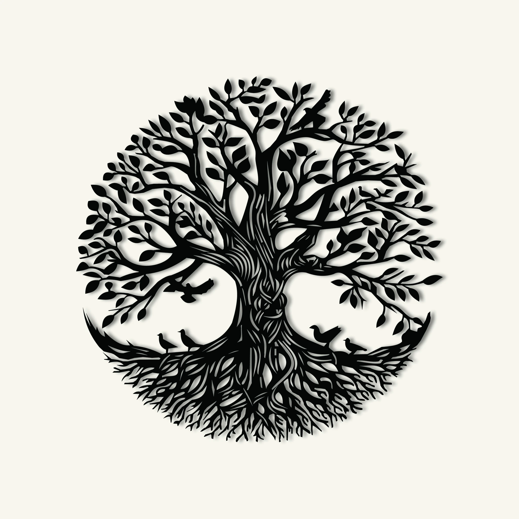 Majestic Tree of Life Metal Wall Art 62 x 62 cm / Black