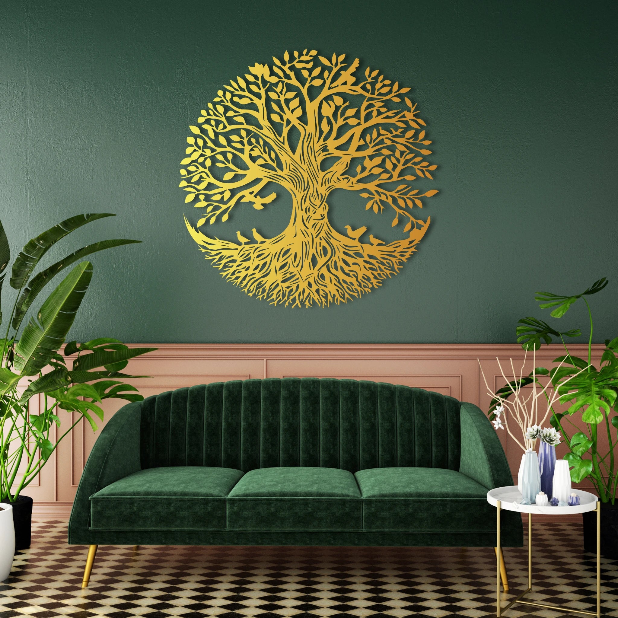Majestic Tree of Life Metal Wall Art 62 x 62 cm / Black
