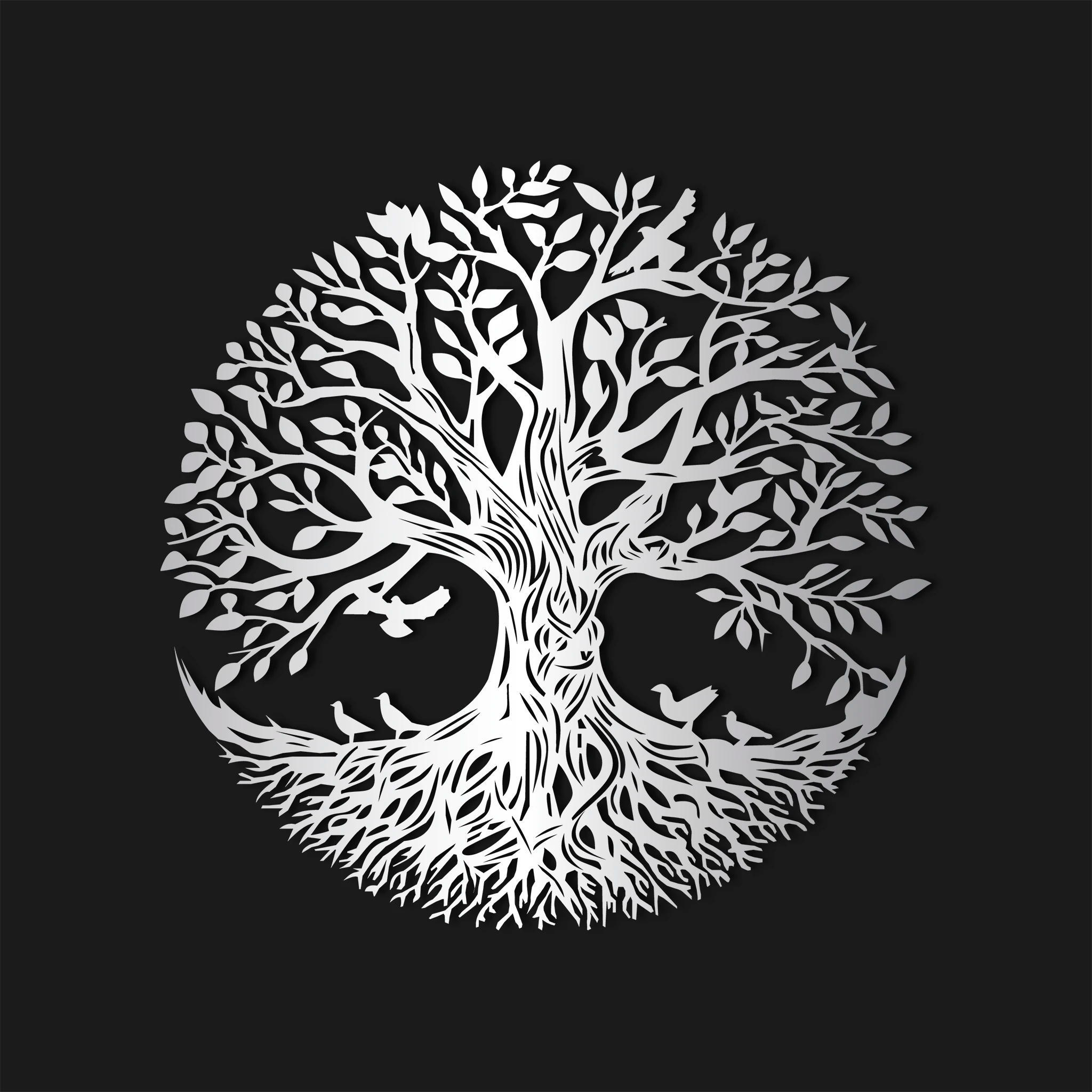 Majestic Tree of Life Metal Wall Art 62 x 62 cm / Black