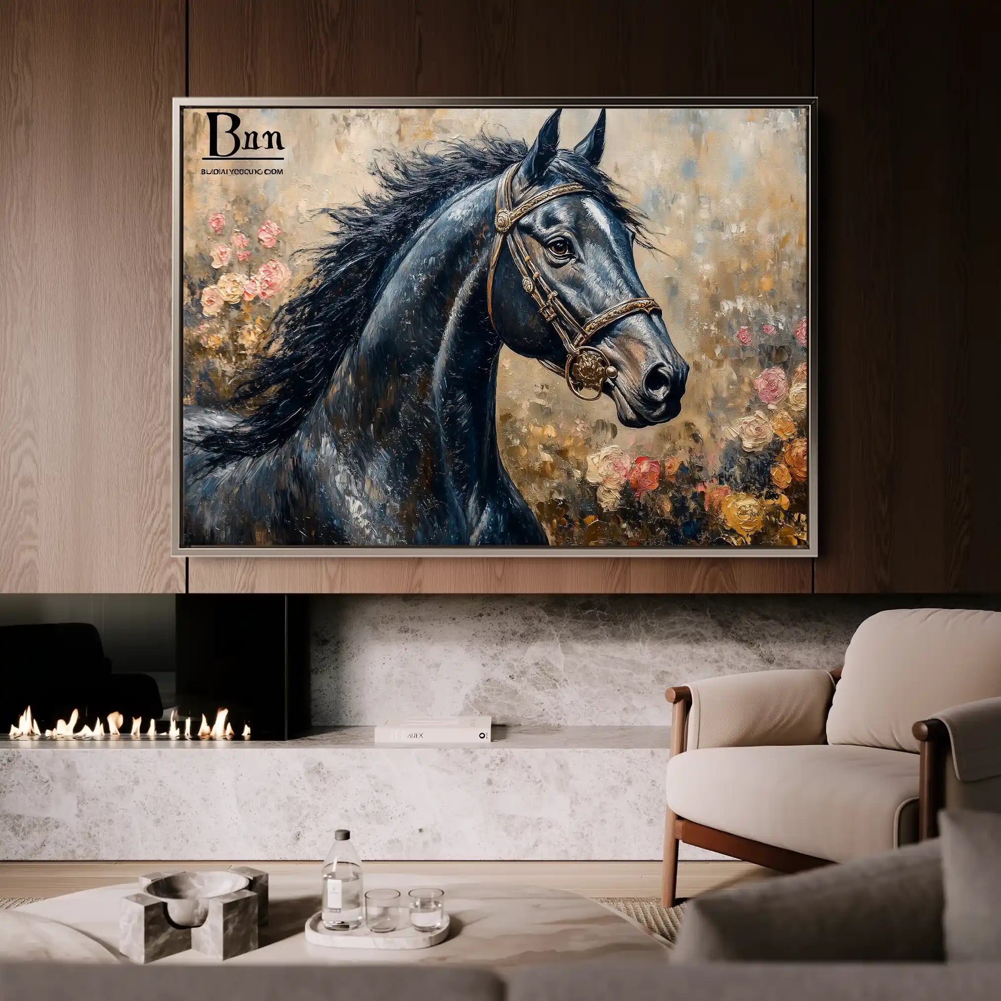 Horses 035 Canvas Art 90 x 60 cm / Stretched on hidden frame