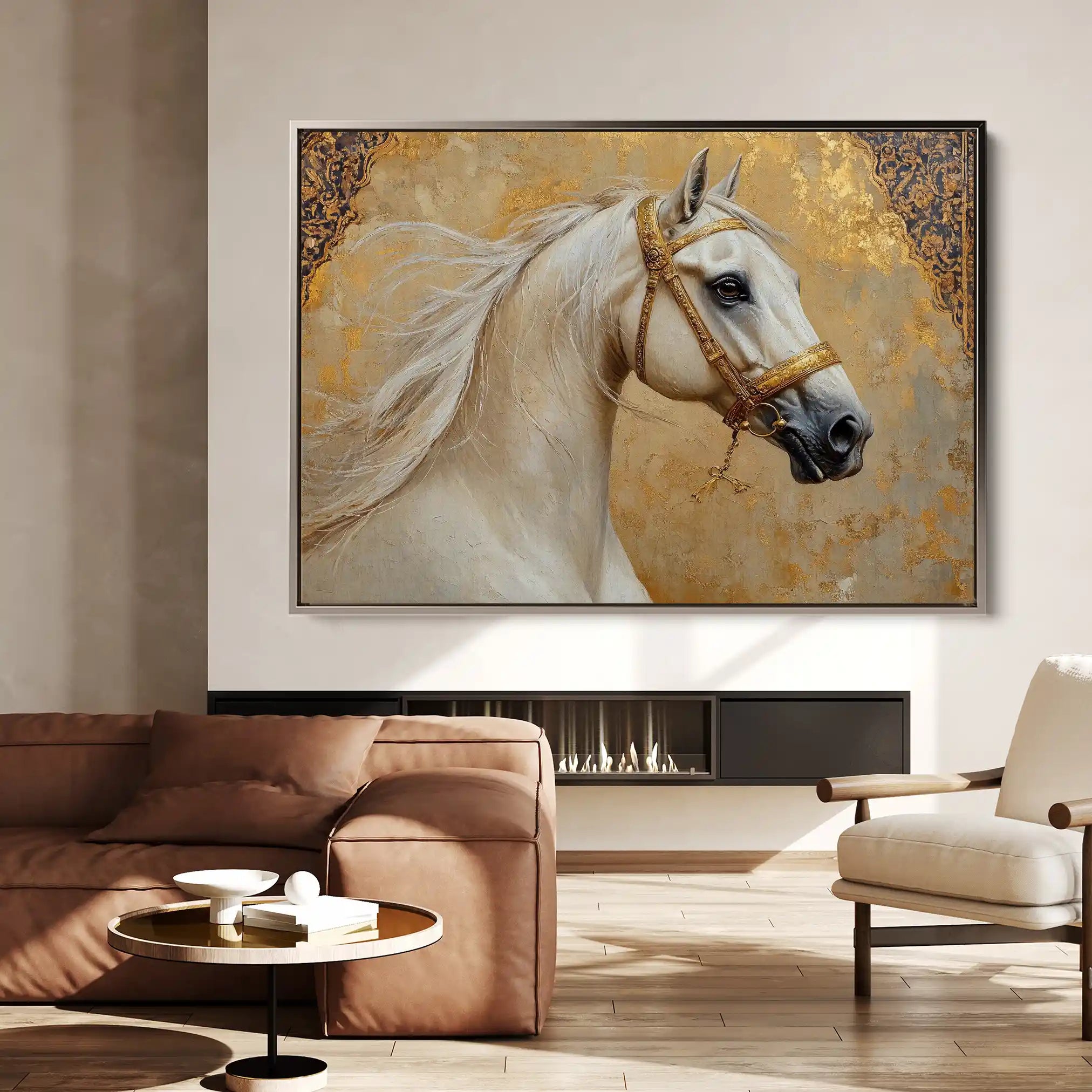 Horses 100 Canvas Art 90 x 60 cm / Stretched on hidden frame
