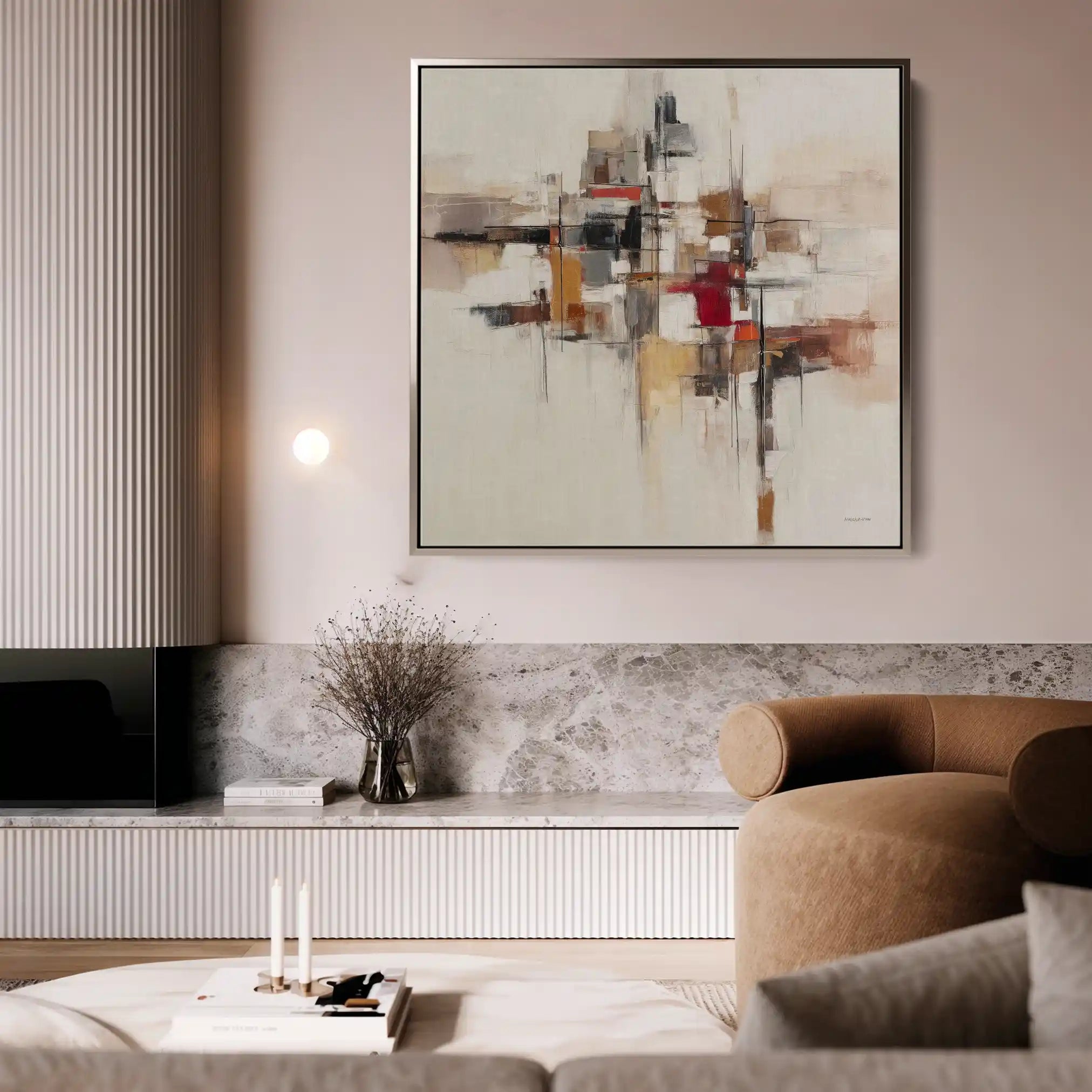 Abstract Canvas Wall Art WAD1000-A 80 x 80 cm / Stretched on hidden frame