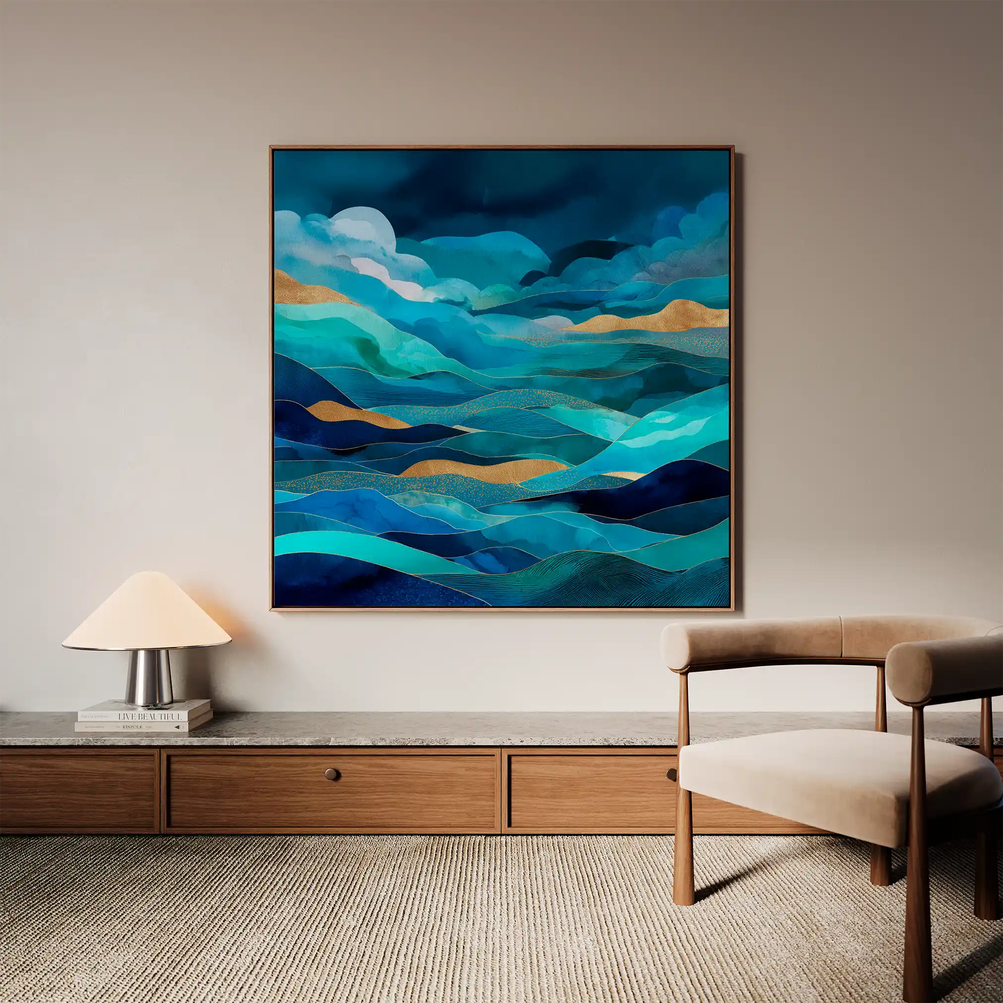 Abstract Canvas Wall Art WAD1019-A 80 x 80 cm / Stretched on hidden frame