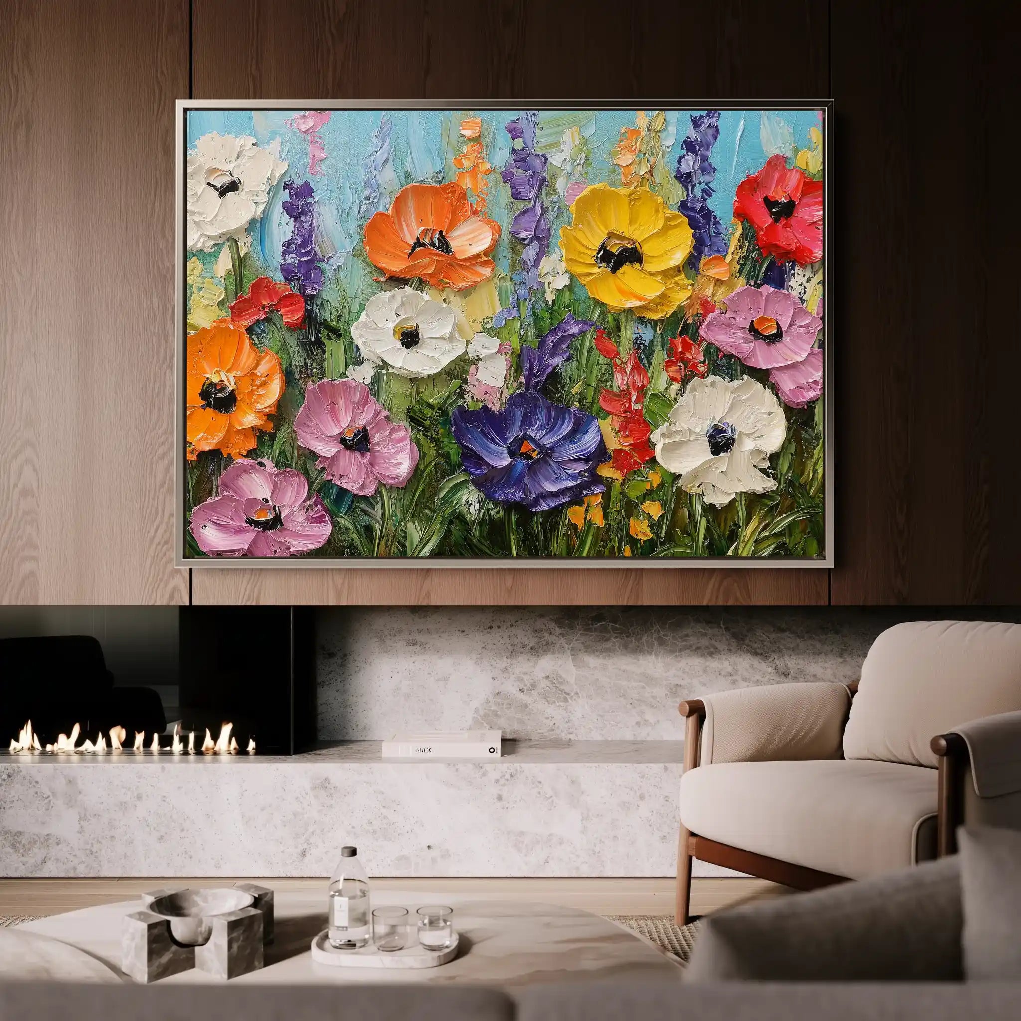 Floral Canvas Wall Art WAD1046-F 90 x 60 cm / Stretched on hidden frame