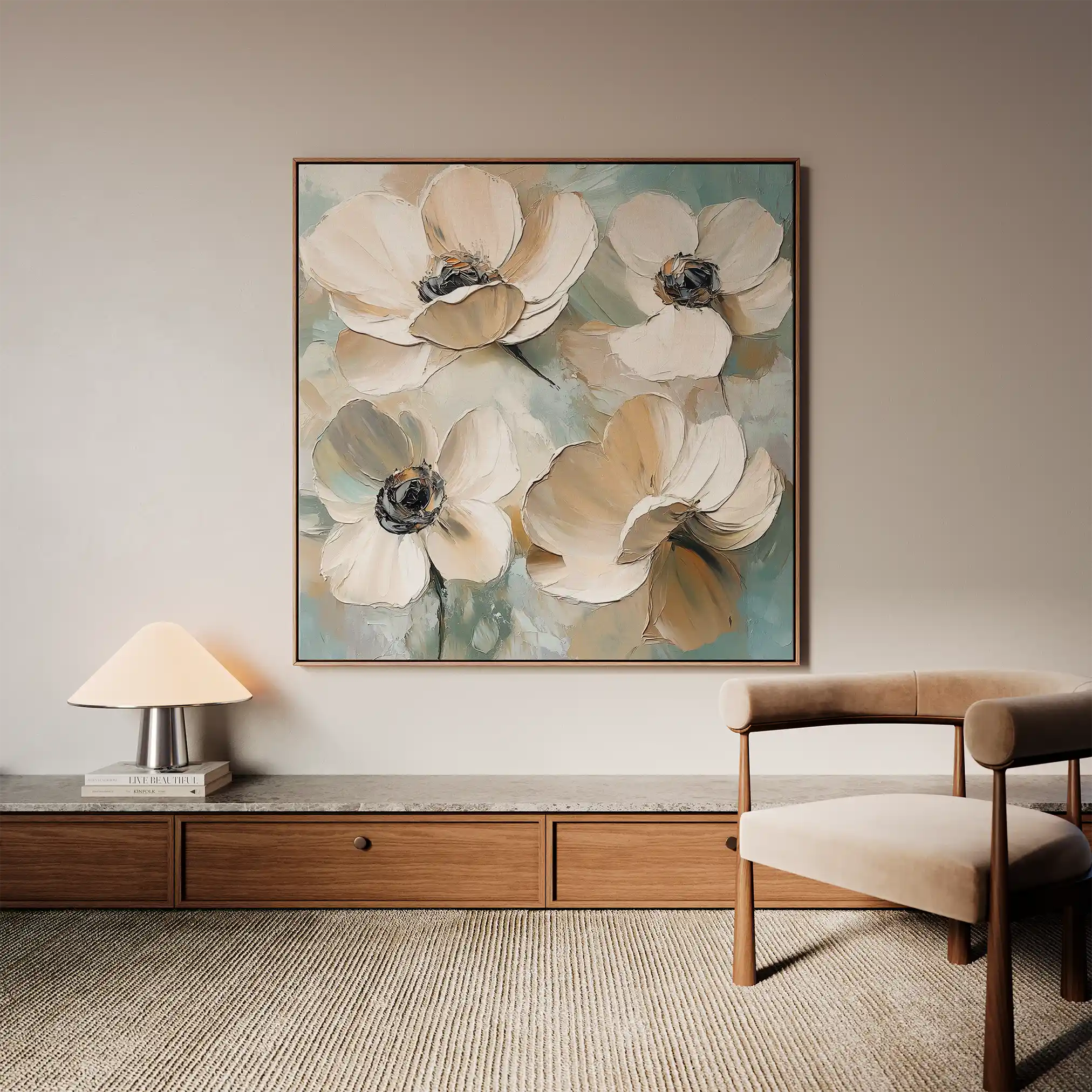 Floral Canvas Wall Art WAD1248-F 80 x 80 cm / Stretched on hidden frame