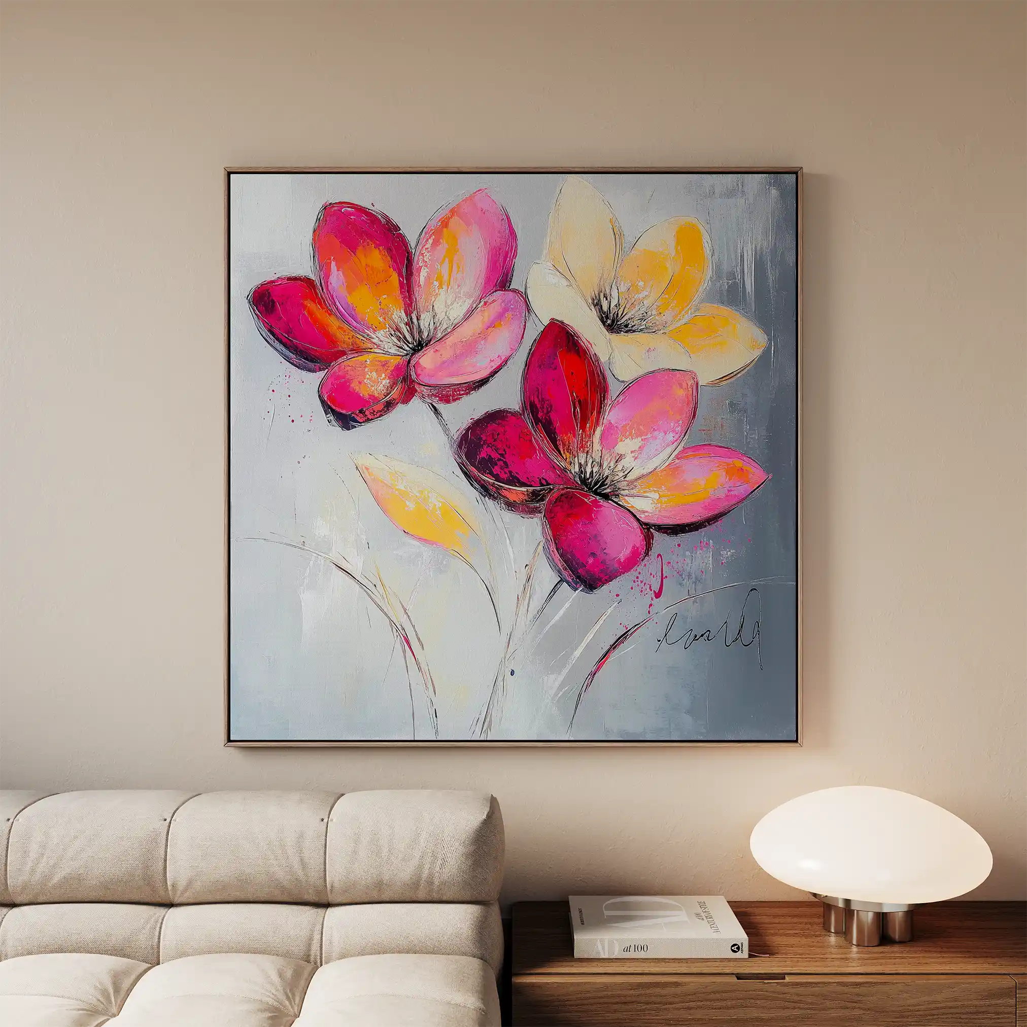 Floral Canvas Wall Art WAD1267-F 80 x 80 cm / Stretched on hidden frame