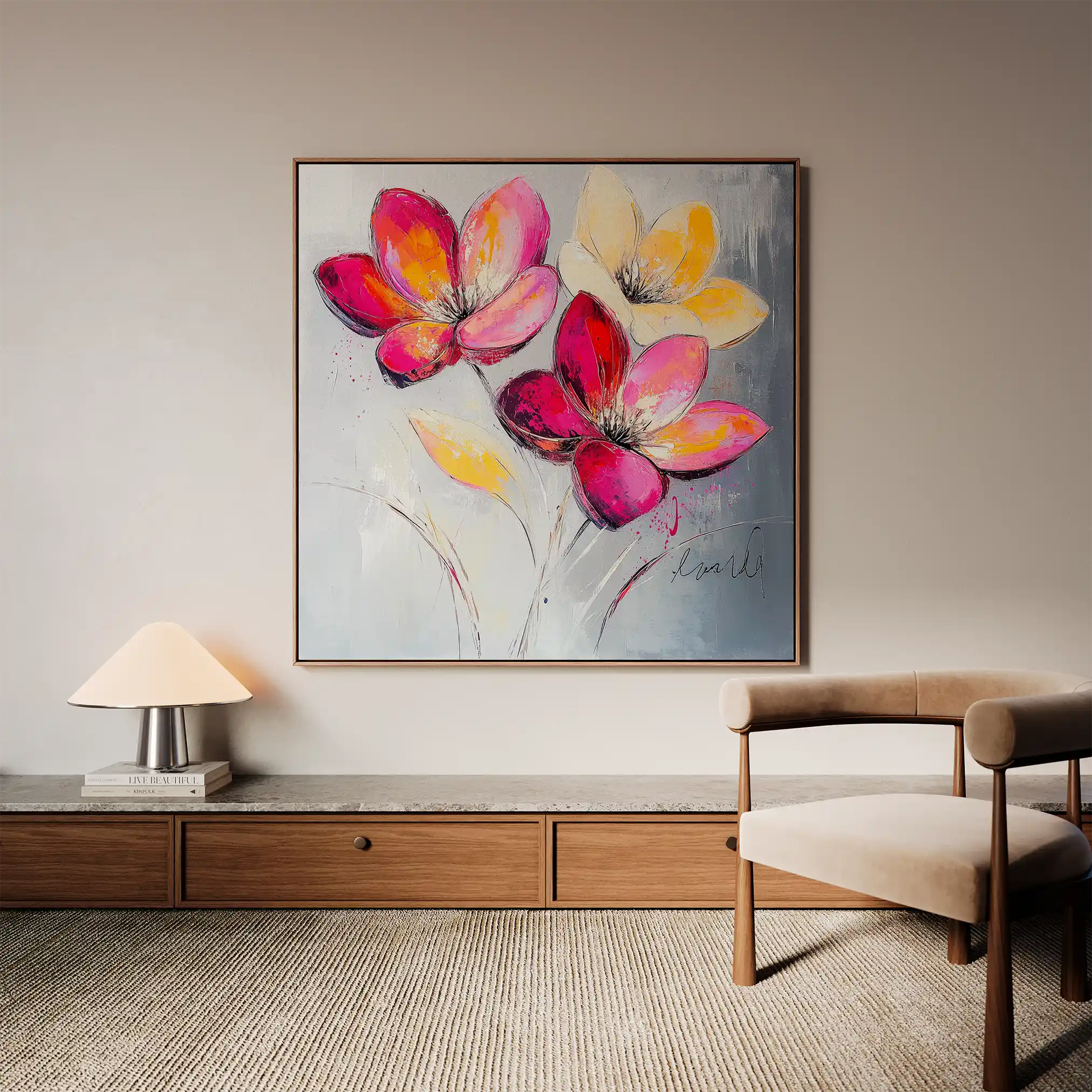 Floral Canvas Wall Art WAD1267-F 80 x 80 cm / Stretched on hidden frame