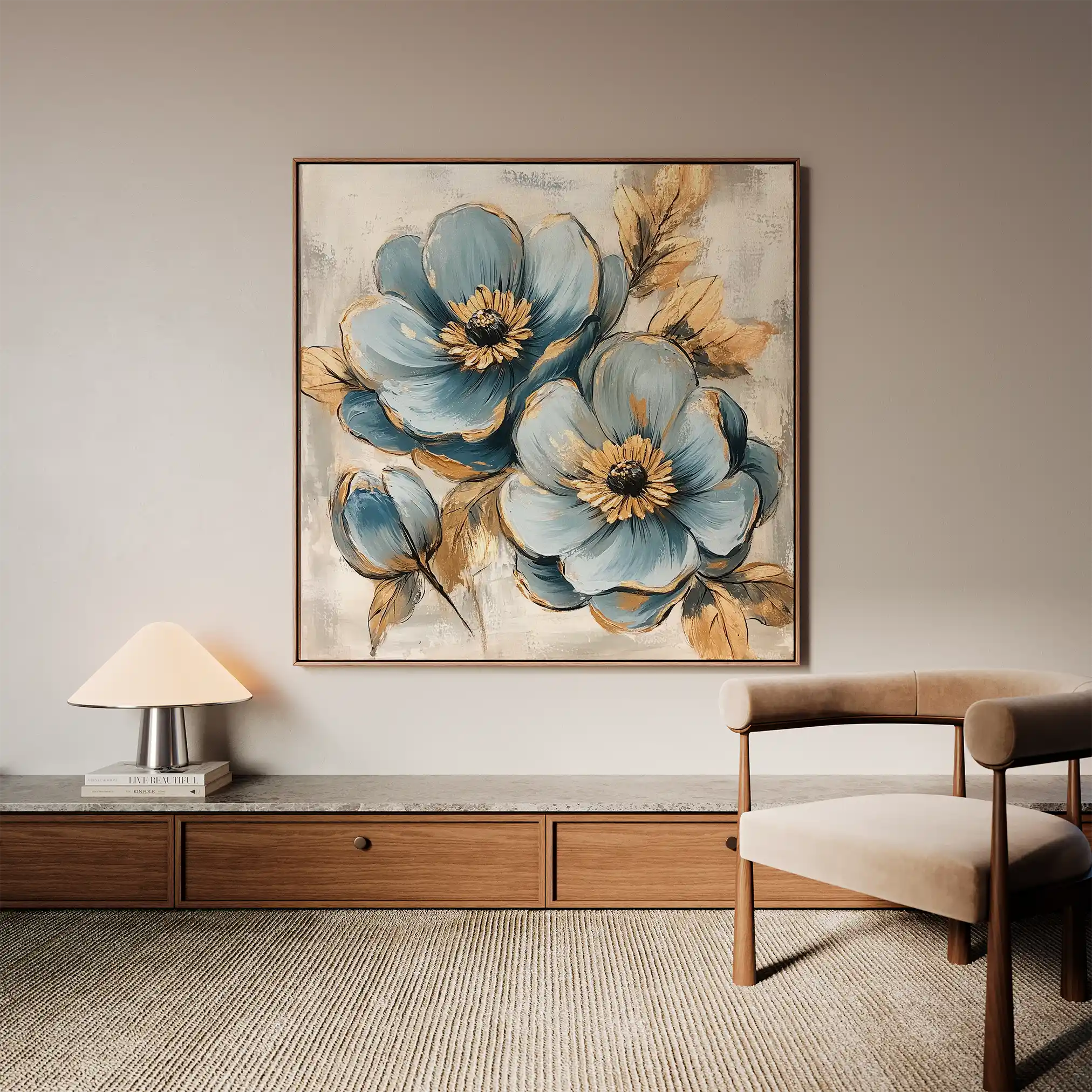 Floral Canvas Wall Art WAD1272-F 80 x 80 cm / Stretched on hidden frame