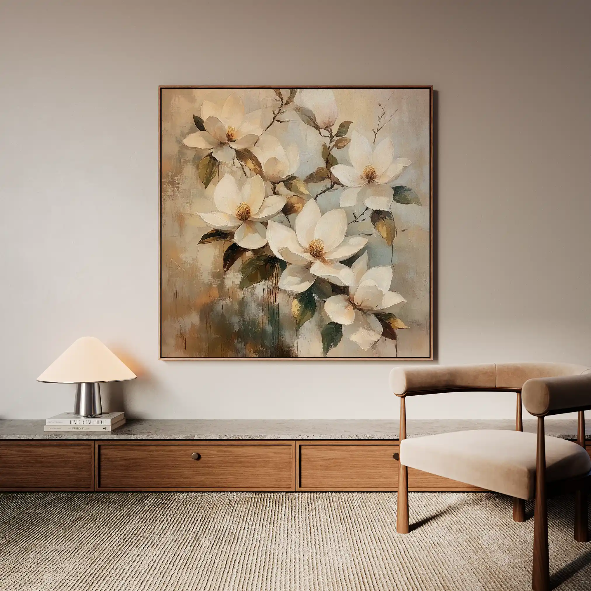 Floral Canvas Wall Art WAD1295-F 80 x 80 cm / Stretched on hidden frame
